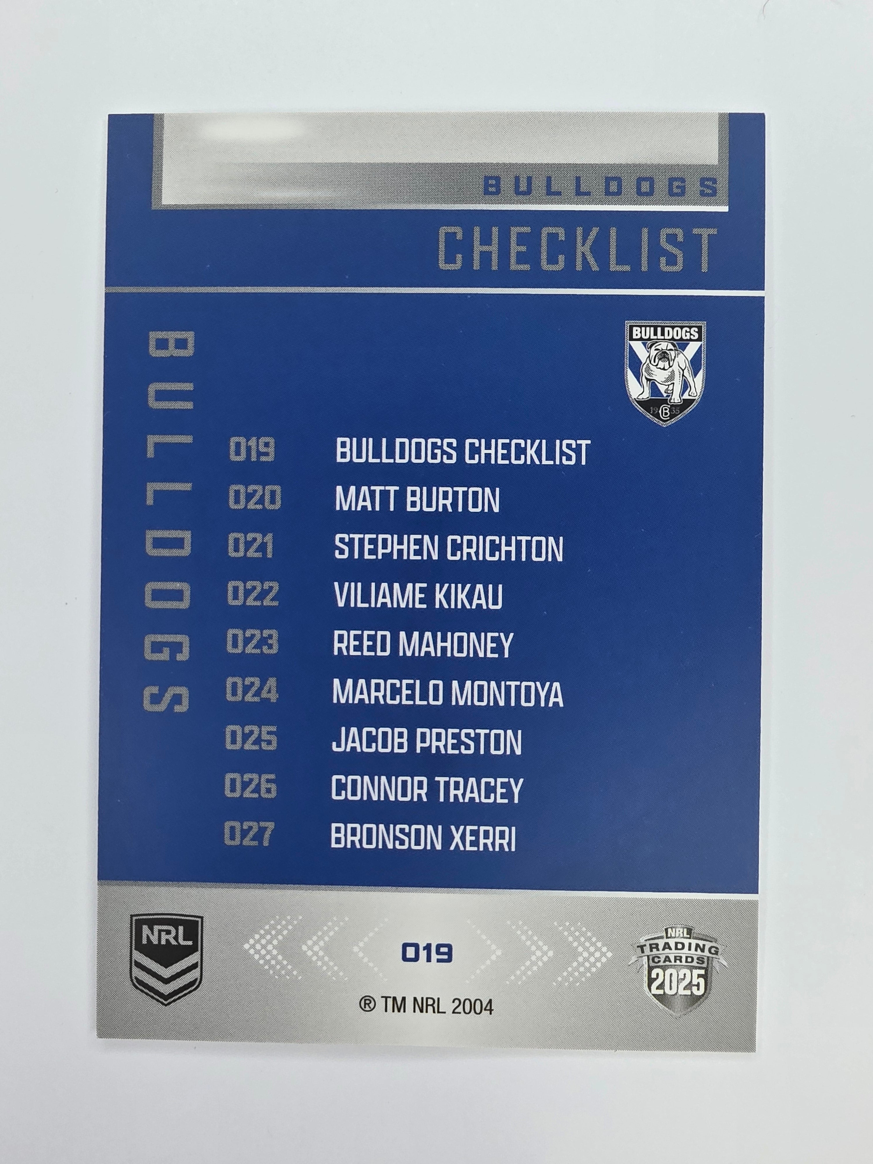 NRL 2025 Elite Base #019 Checklist Bulldogs