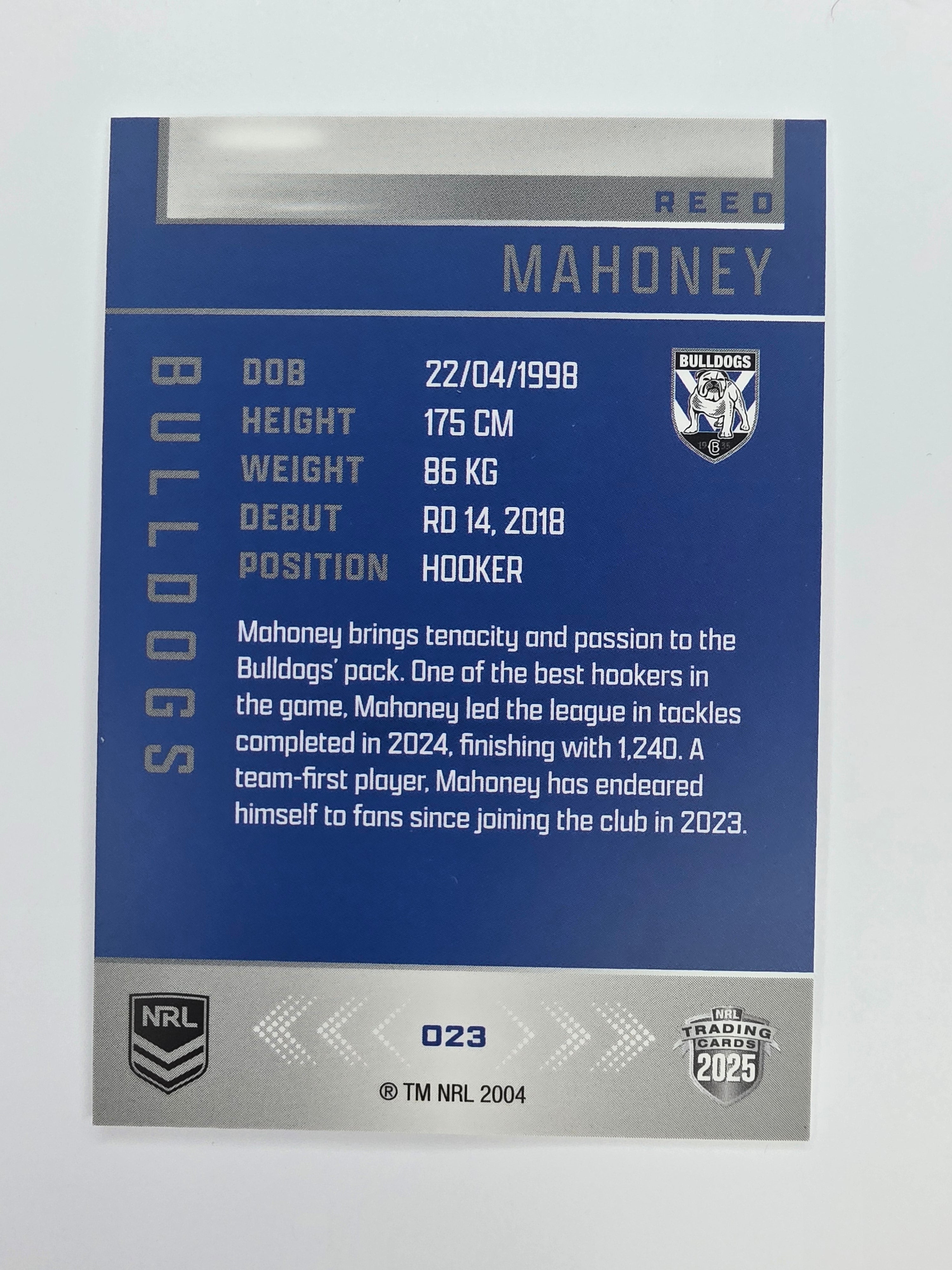 NRL 2025 Elite Base #023 Reed Mahoney Bulldogs
