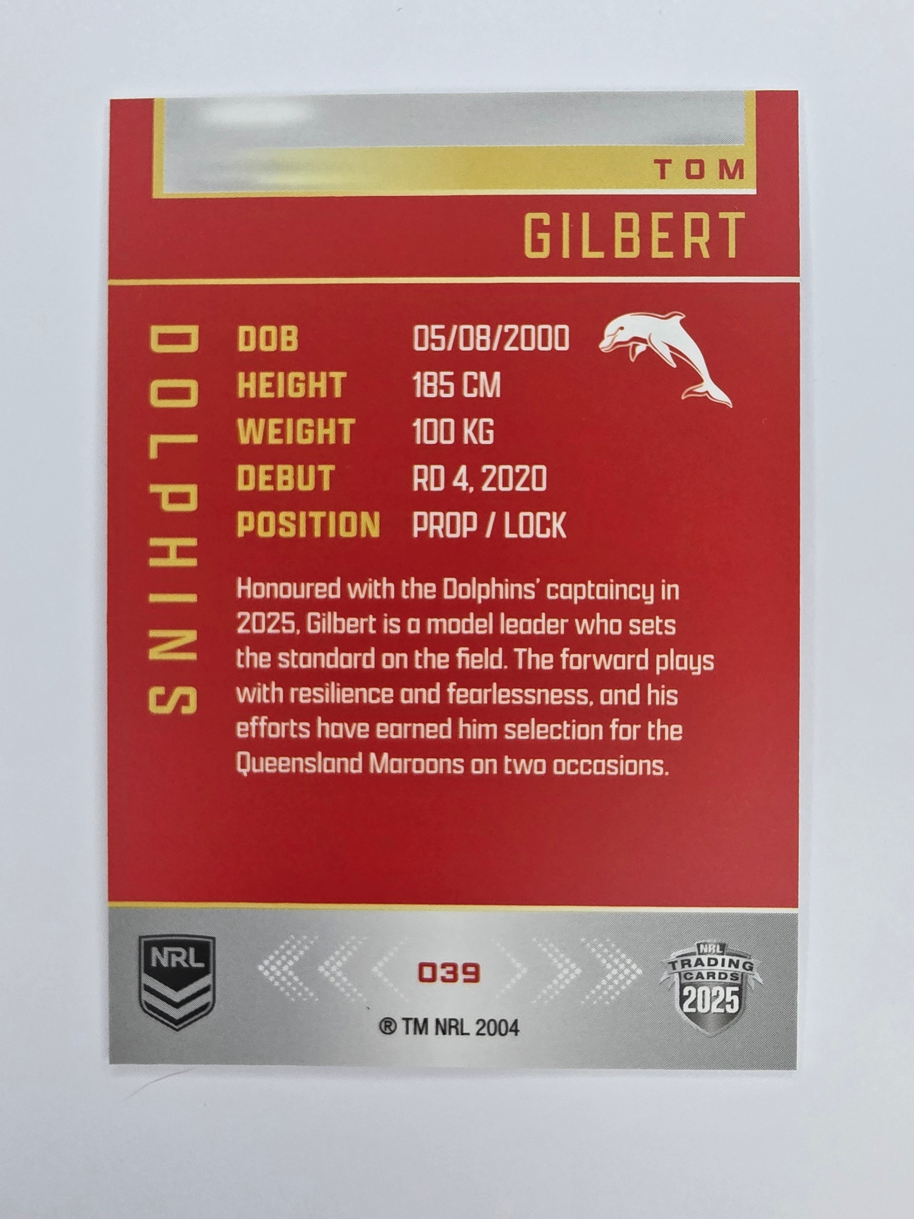 NRL 2025 Elite Base #039 Tom Gilbert Dolphins