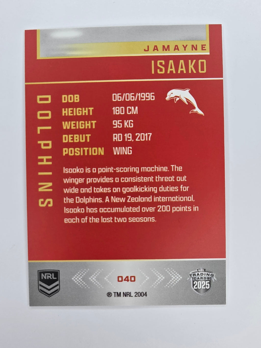 NRL 2025 Elite Base #040 Jamayne Isaako Dolphins