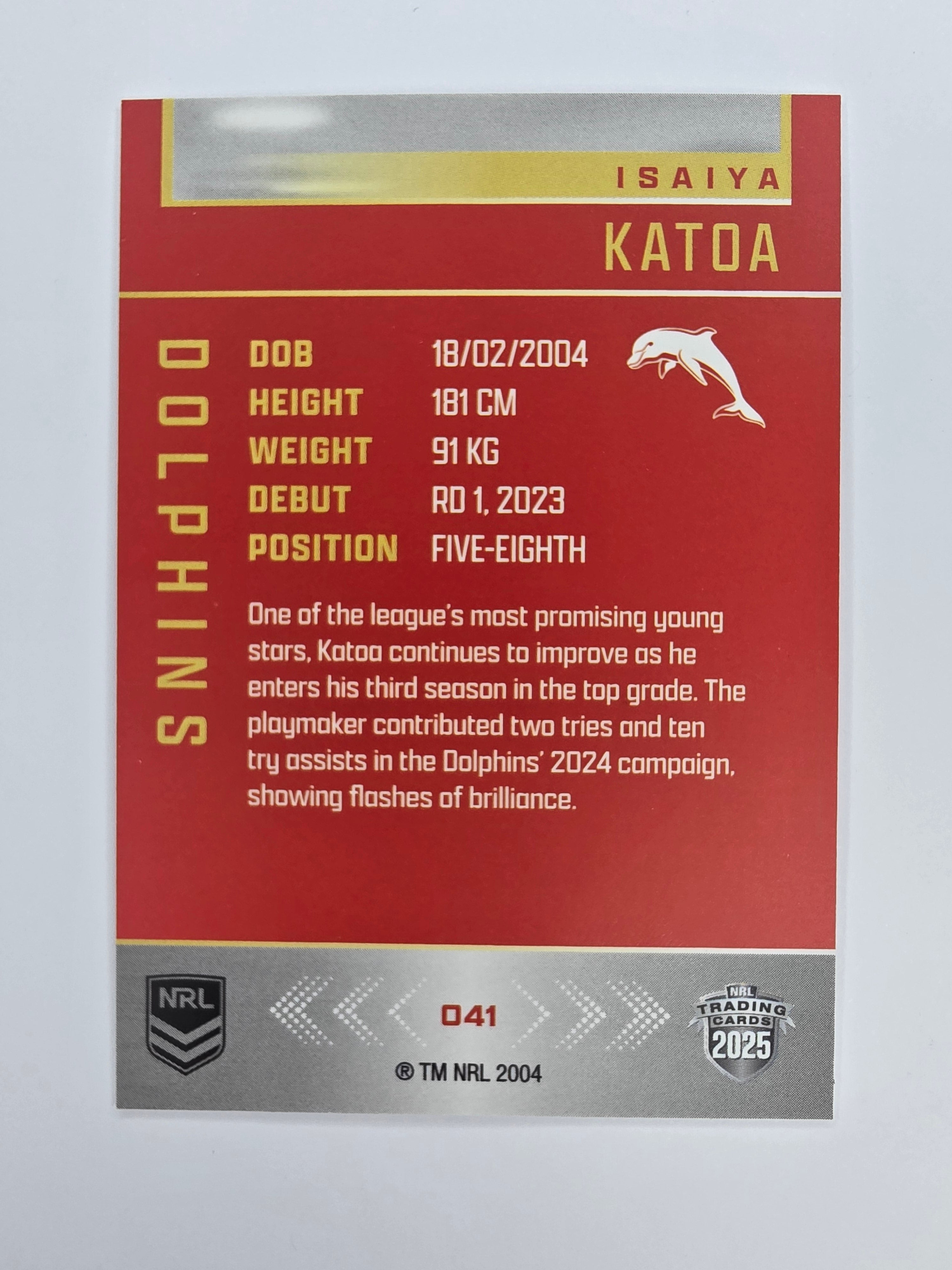 NRL 2025 Elite Base #041 Isaiya Katoa Dolphins