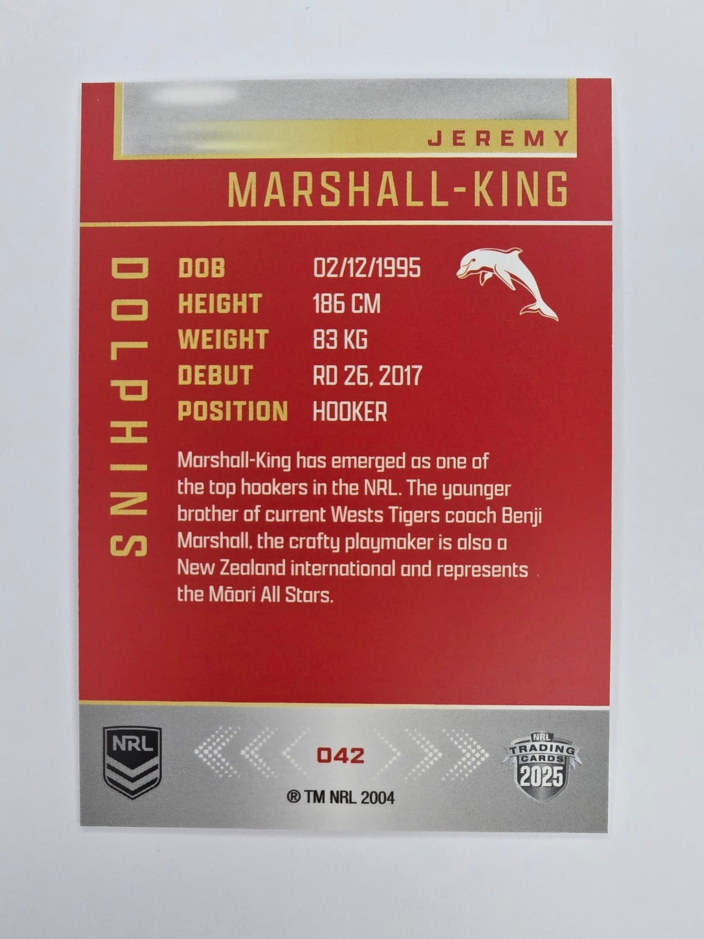 NRL 2025 Elite Base #042 Jeremy Marshall-King Dolphins