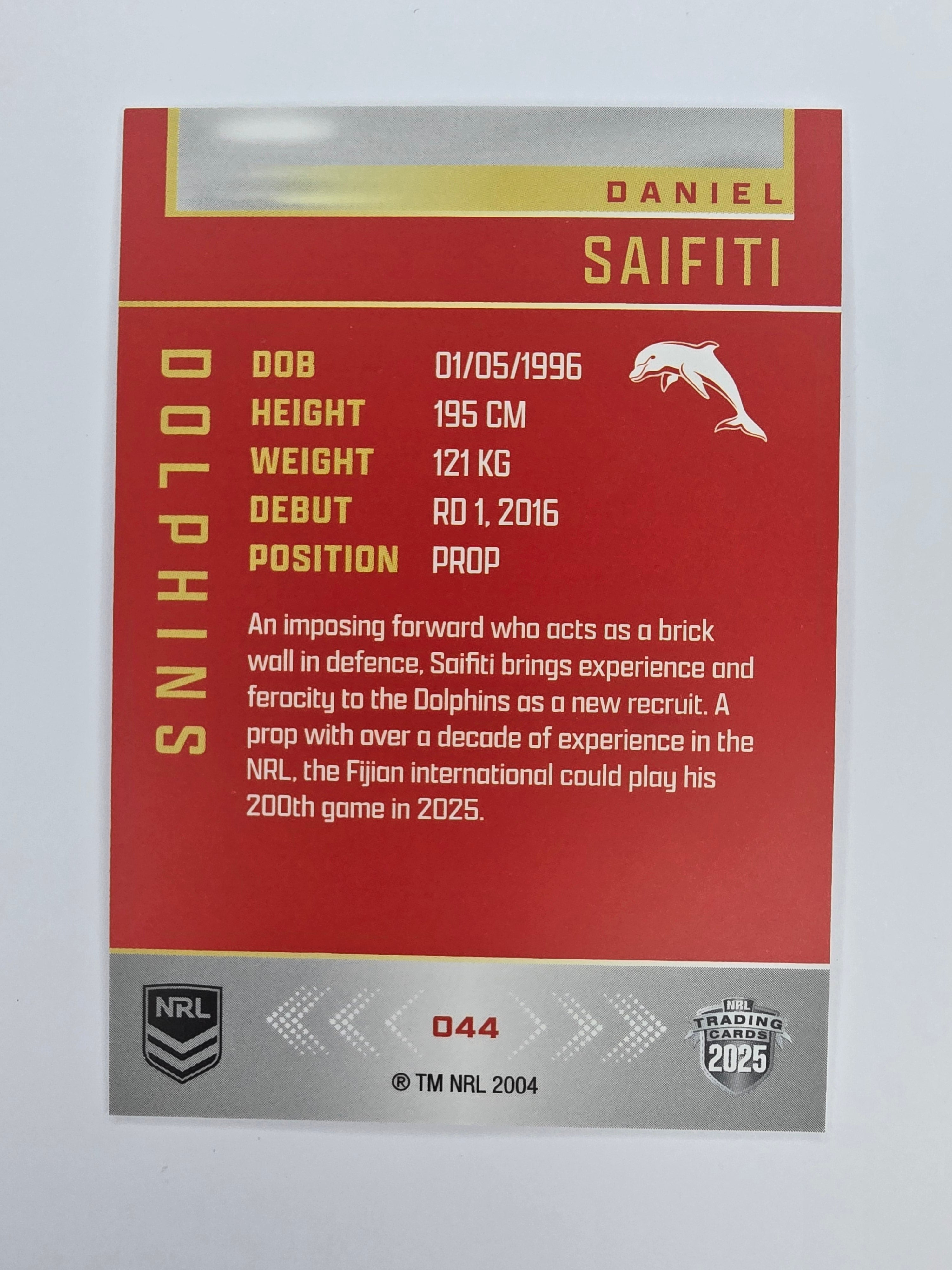 NRL 2025 Elite Base #044 Daniel Saifiti Dolphins