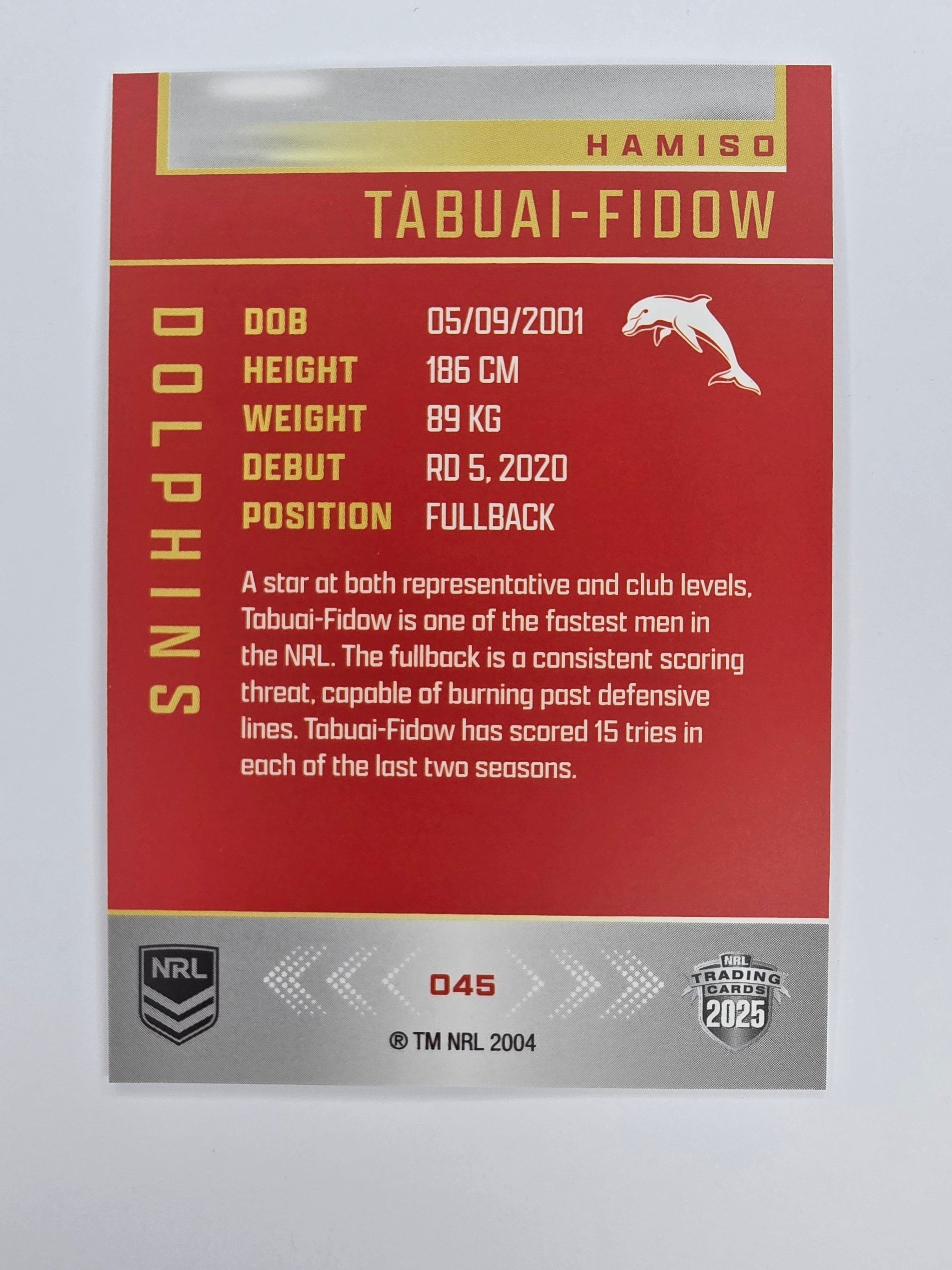 NRL 2025 Elite Base #045 Hamiso Tabuai-Fidow Dolphins