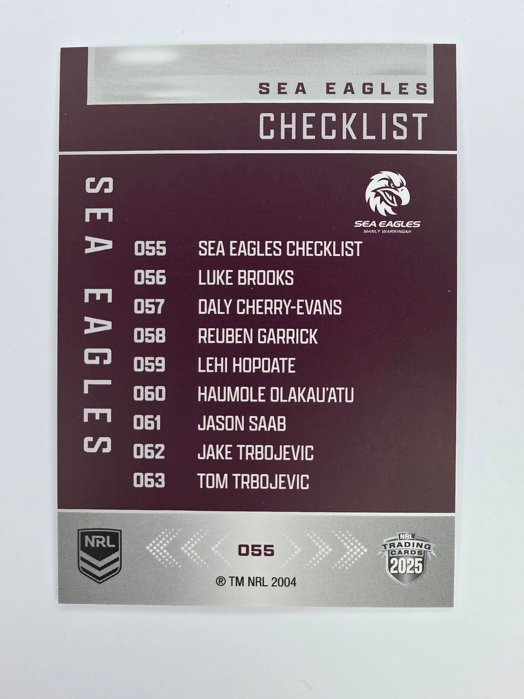 NRL 2025 Elite Base #055 Checklist Sea Eagles