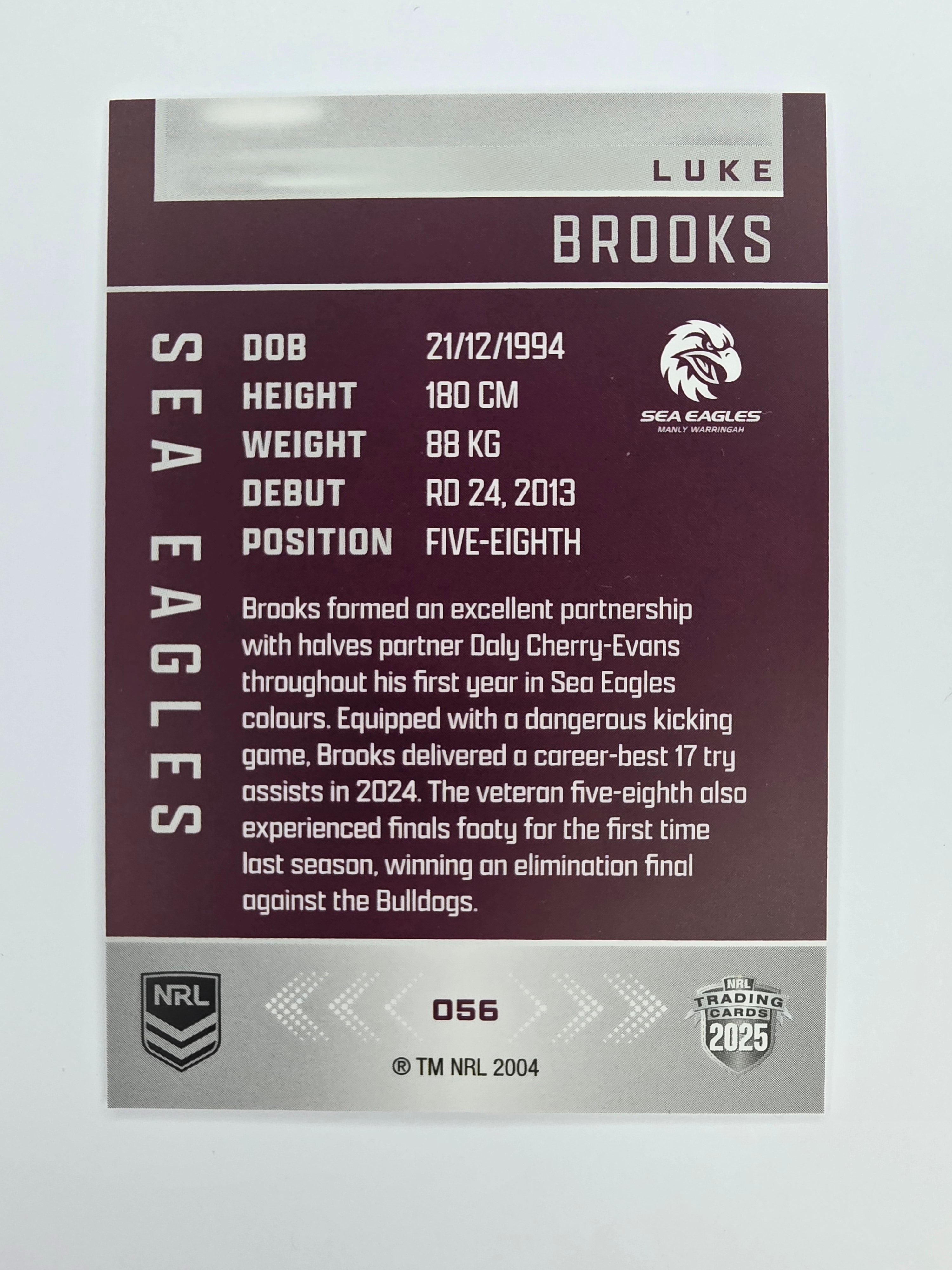 NRL 2025 Elite Base #056 Luke Brooks Sea Eagles
