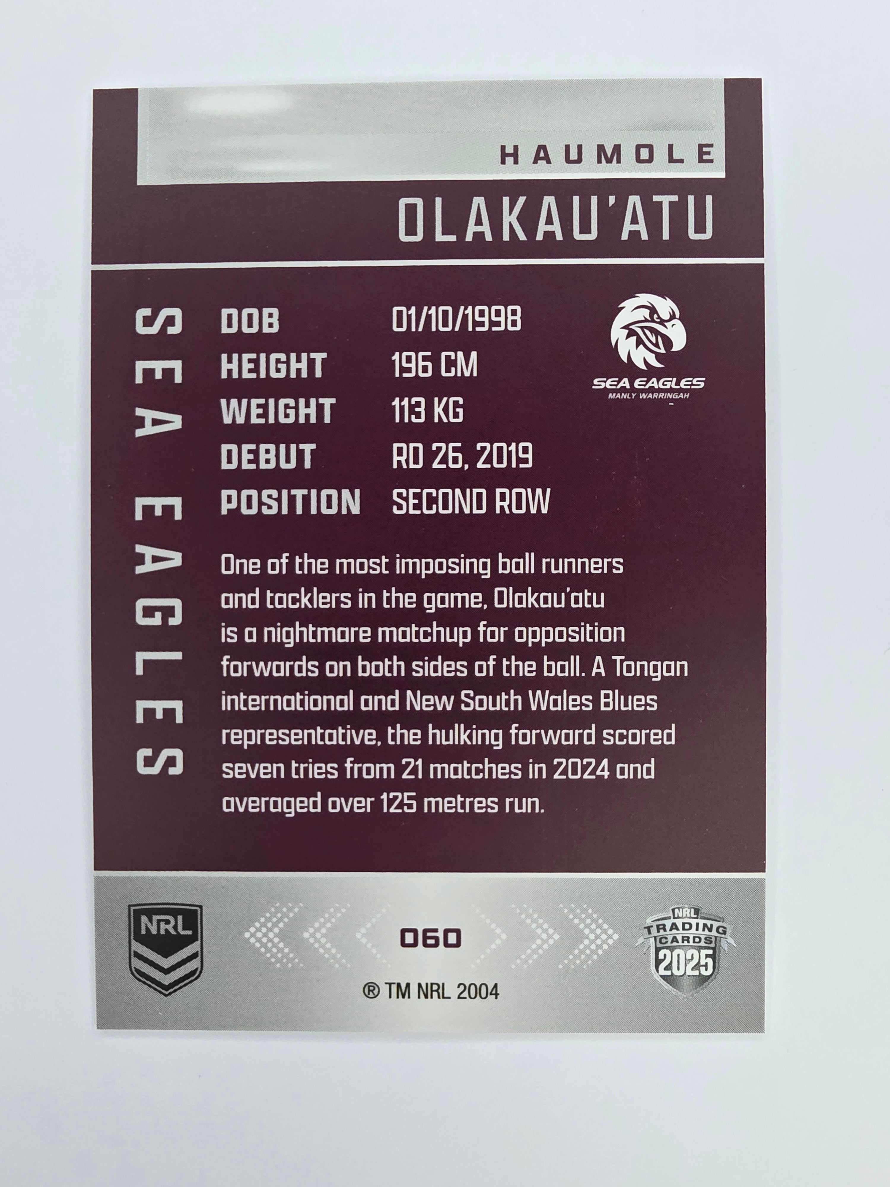NRL 2025 Elite Base #060 Haumole Olakau'atu Sea Eagles