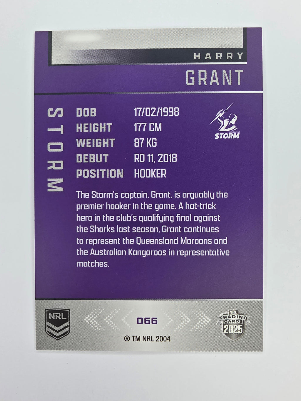 NRL 2025 Elite Base #066 Harry Grant Storm