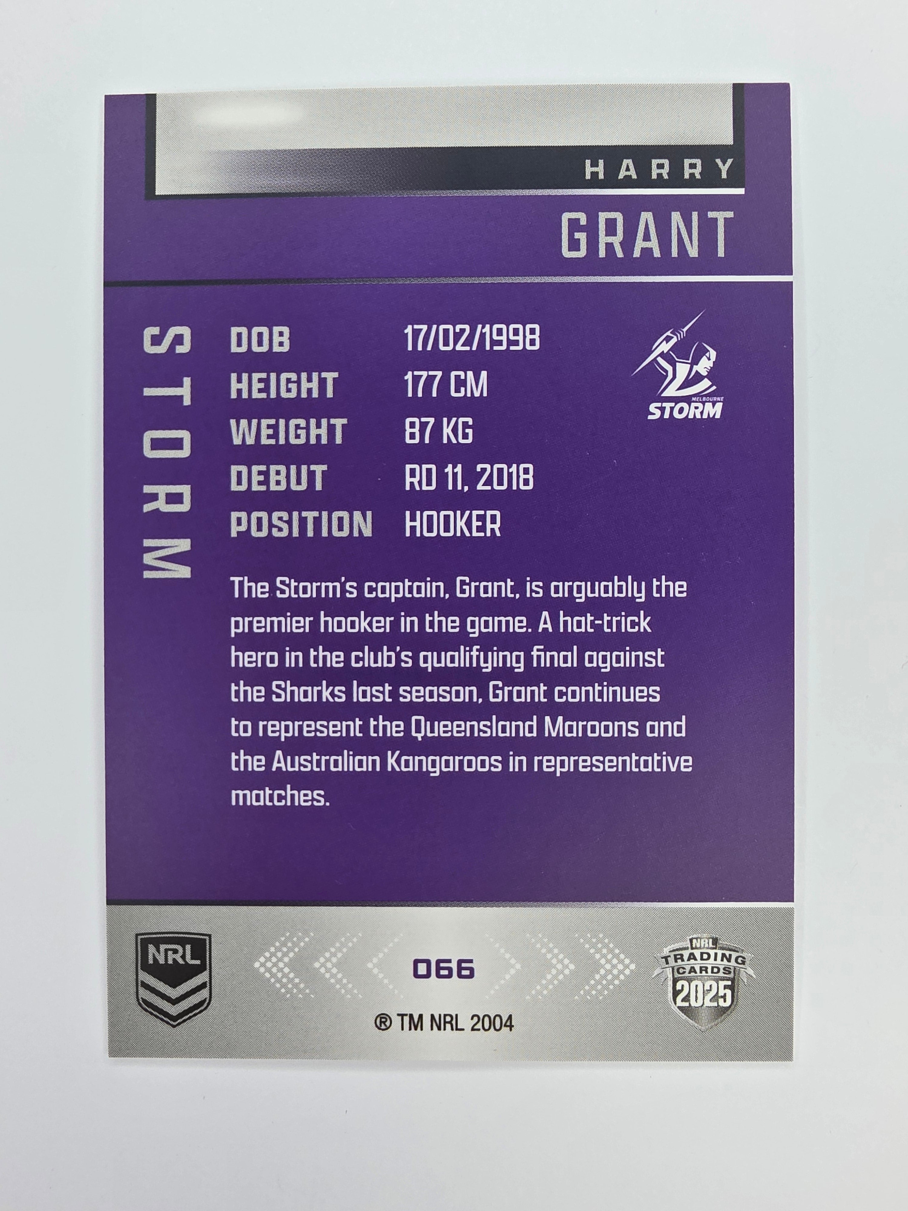 NRL 2025 Elite Base #066 Harry Grant Storm