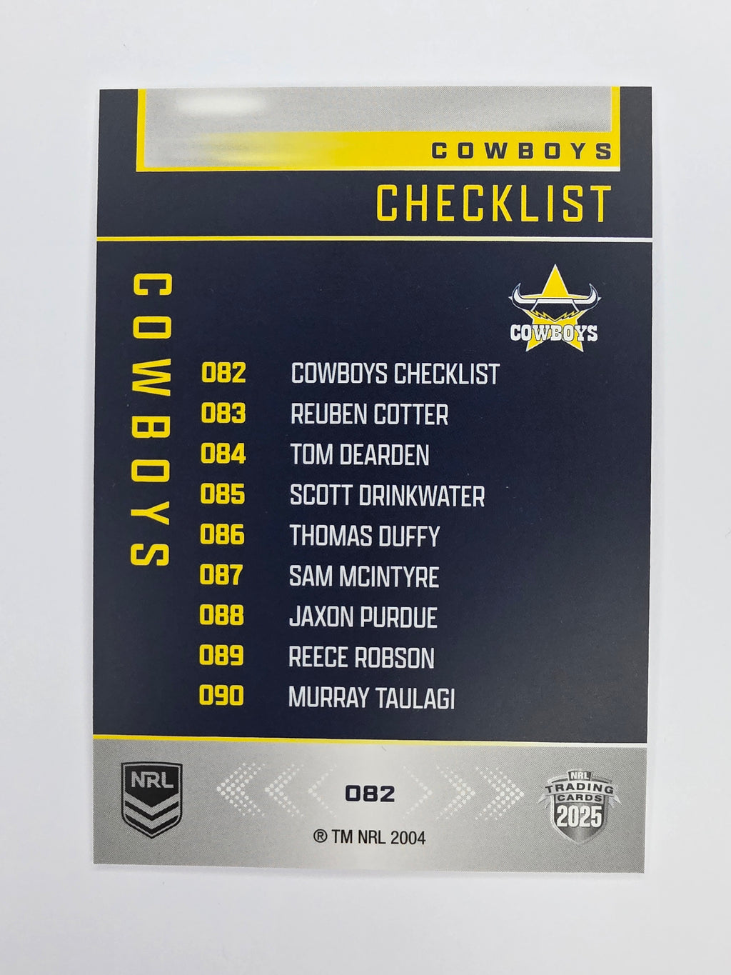 NRL 2025 Elite Base #082 Checklist Cowboys