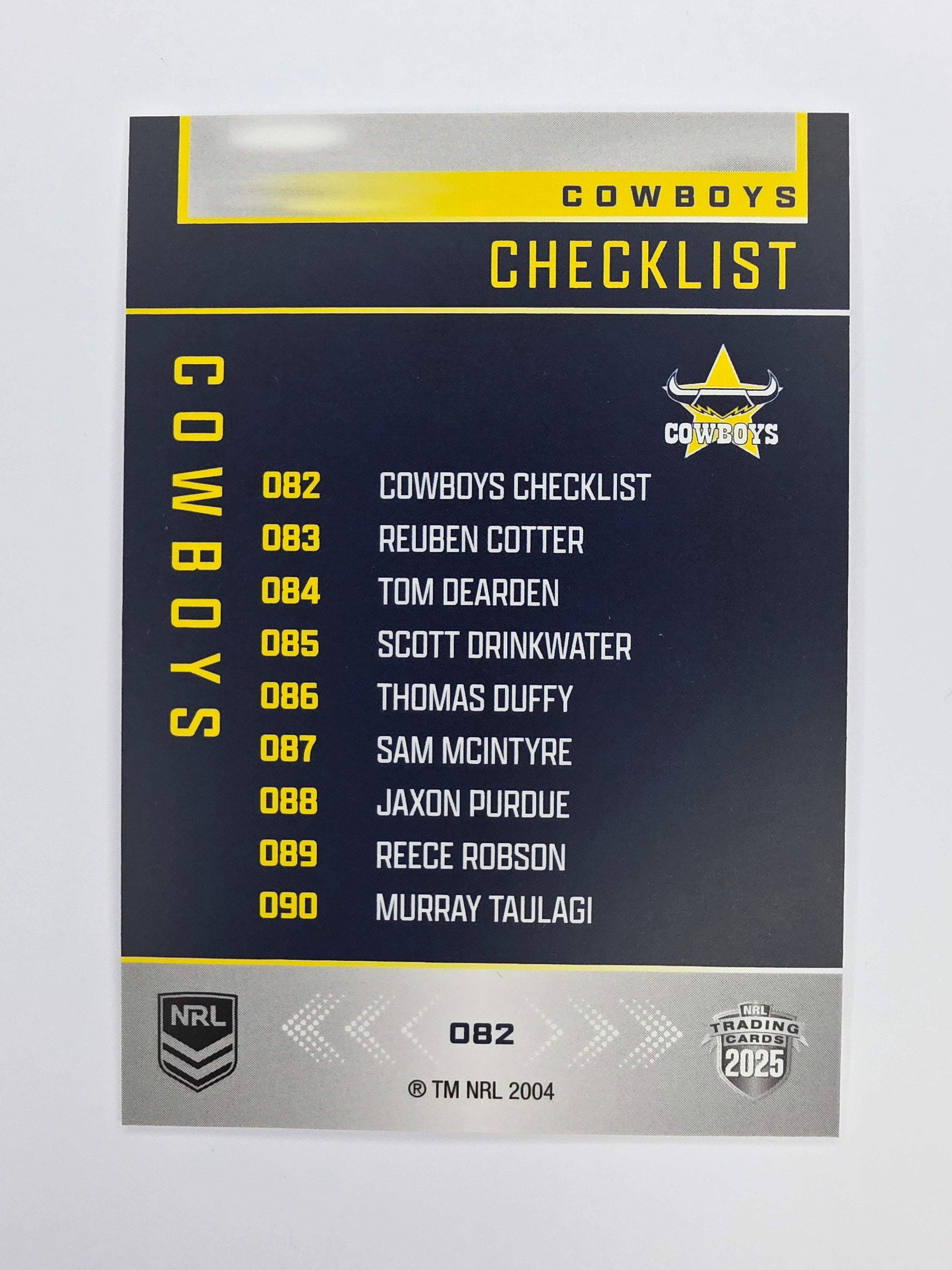 NRL 2025 Elite Base #082 Checklist Cowboys