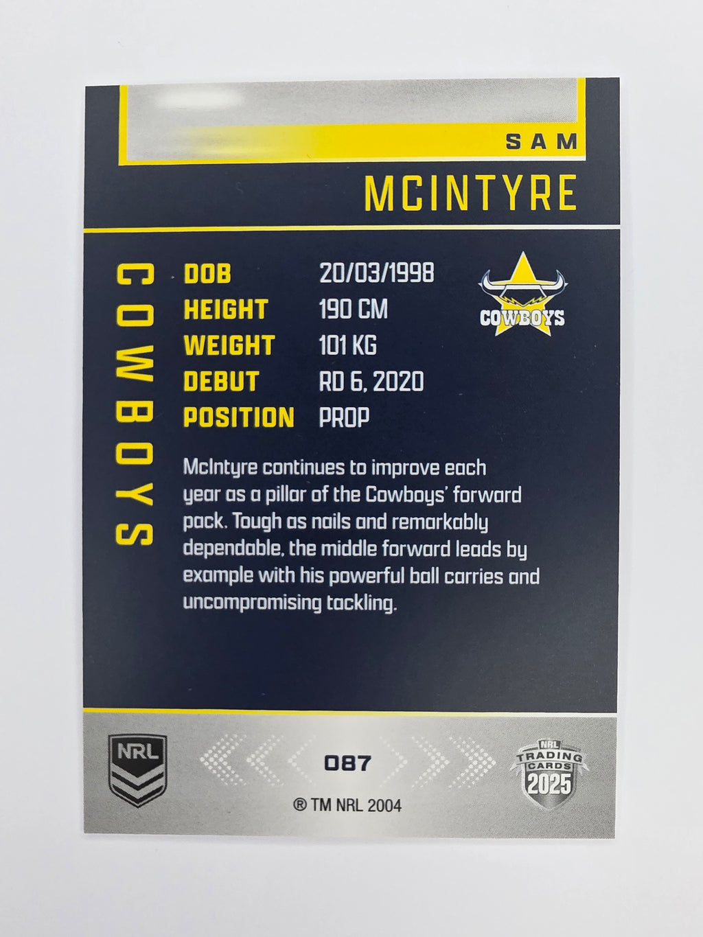 NRL 2025 Elite Base #087 Sam McIntyre Cowboys