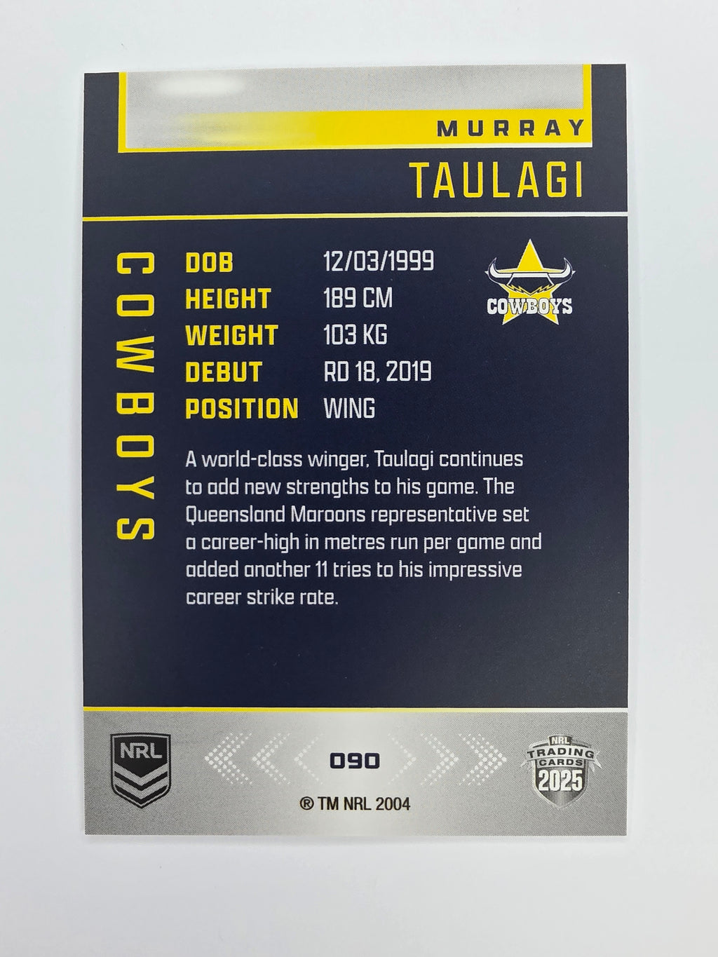 NRL 2025 Elite Base #090 Murray Taulagi Cowboys