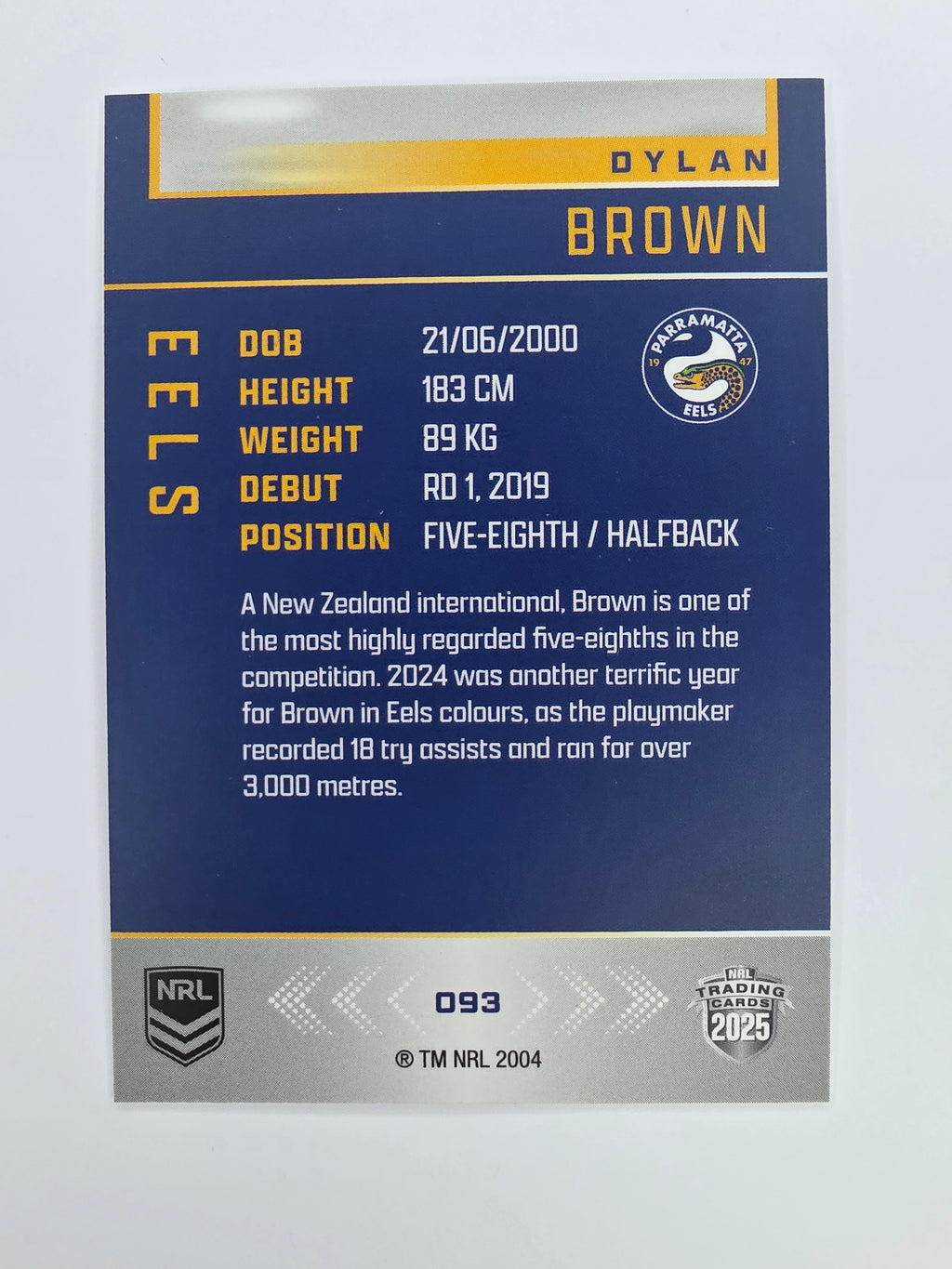NRL 2025 Elite Base #093 Dylan Brown Eels