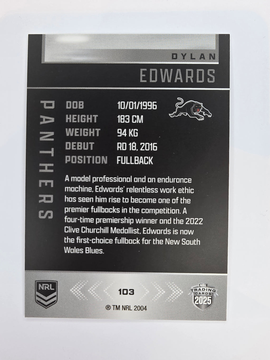 NRL 2025 Elite Base #103 Dylan Edwards Panthers