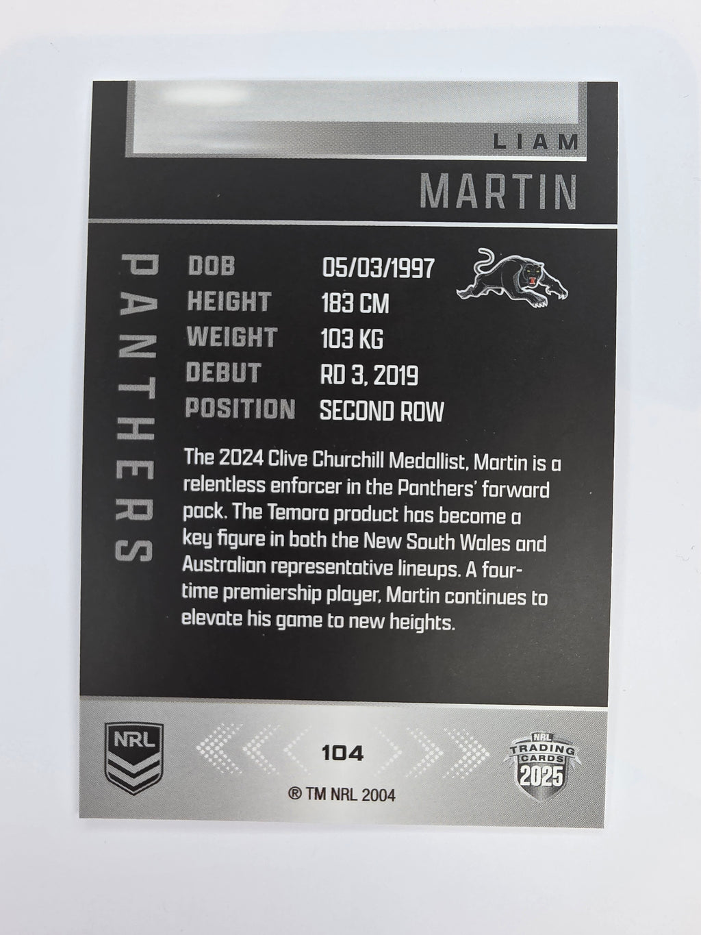 NRL 2025 Elite Base #104 Liam Martin Panthers