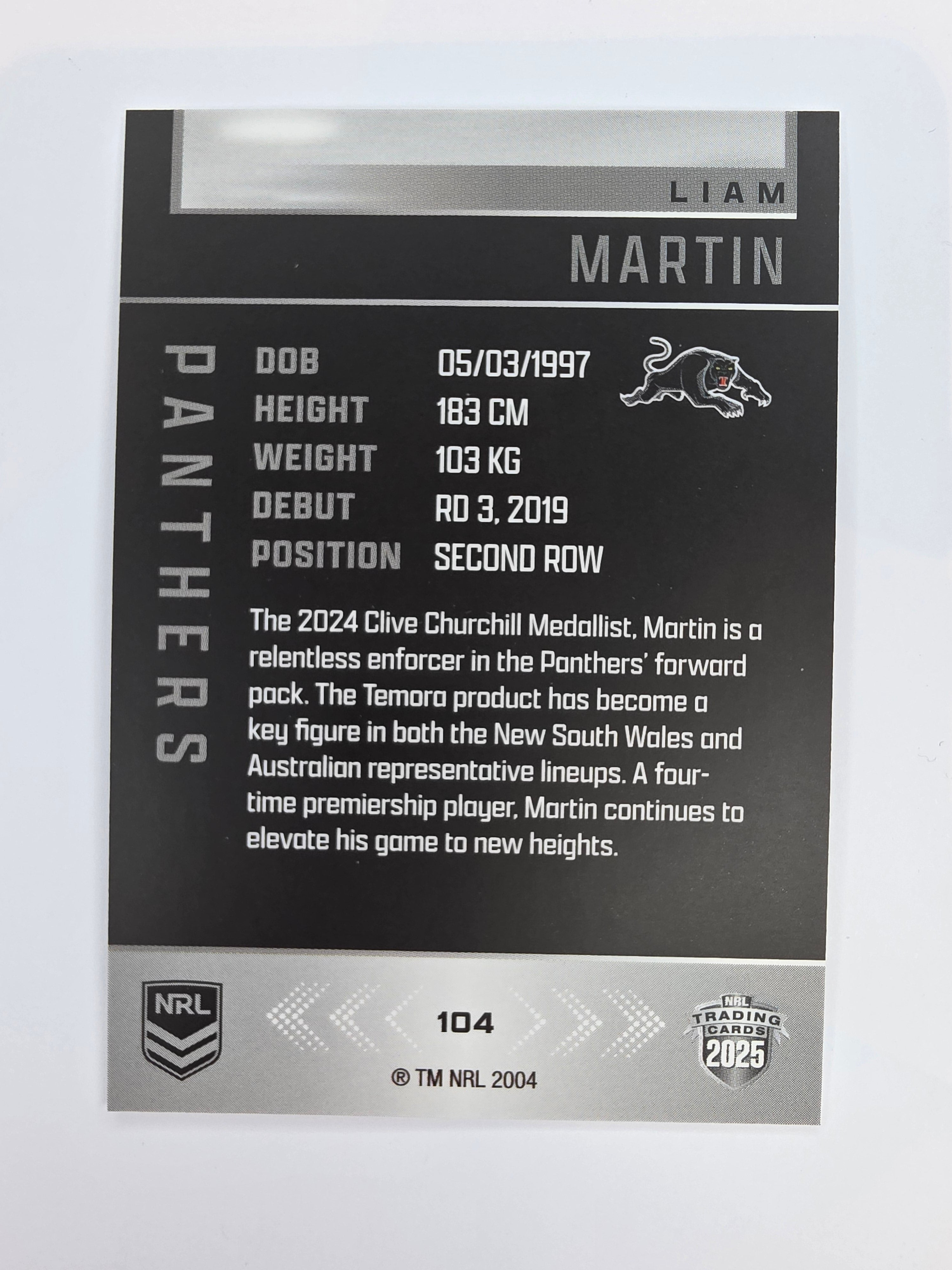 NRL 2025 Elite Base #104 Liam Martin Panthers