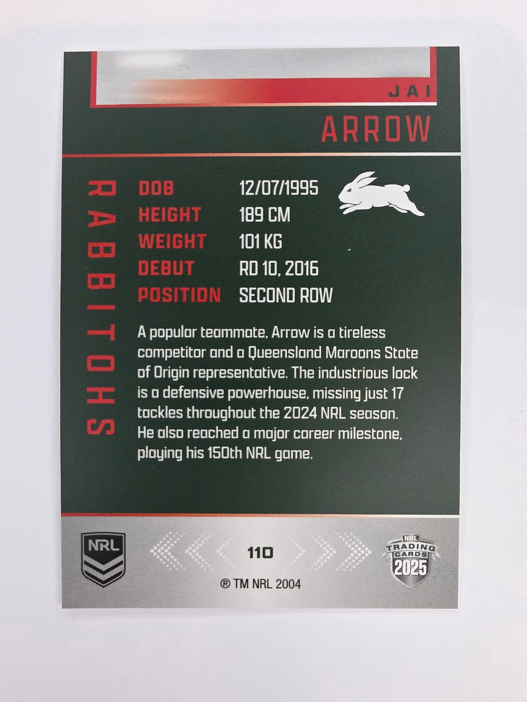 NRL 2025 Elite Base #110 Jai Arrow Rabbitohs