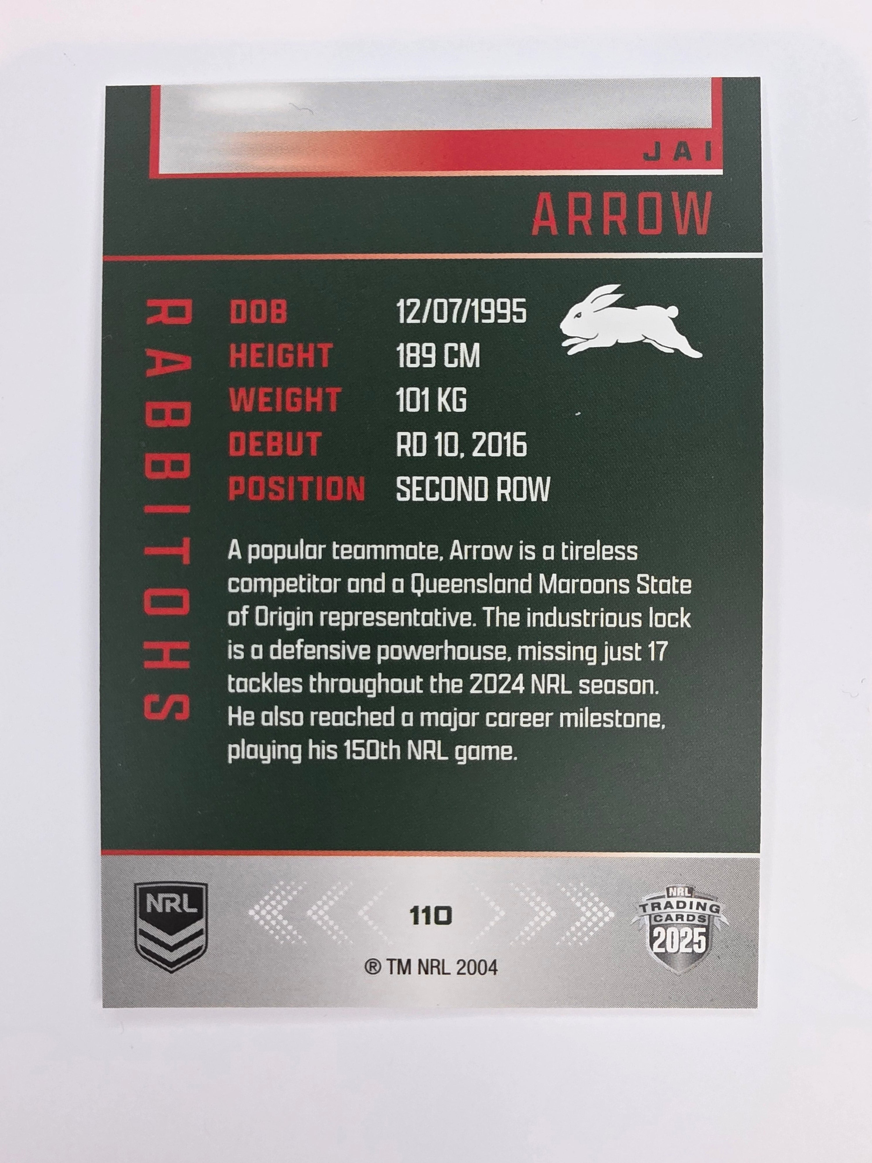 NRL 2025 Elite Base #110 Jai Arrow Rabbitohs