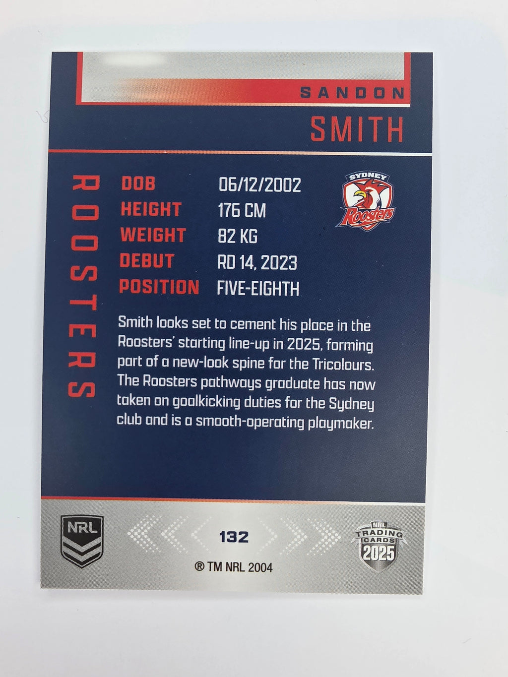 NRL 2025 Elite Base #132 Sandon Smith Roosters