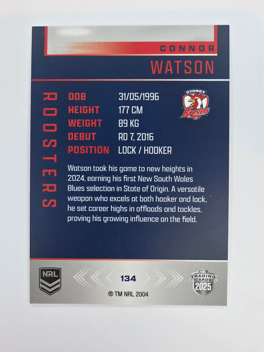 NRL 2025 Elite Base #134 Connor Watson Roosters
