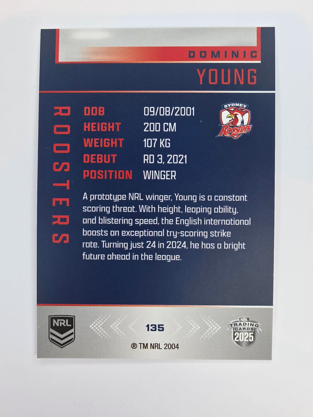 NRL 2025 Elite Base #135 Dominic Young Roosters