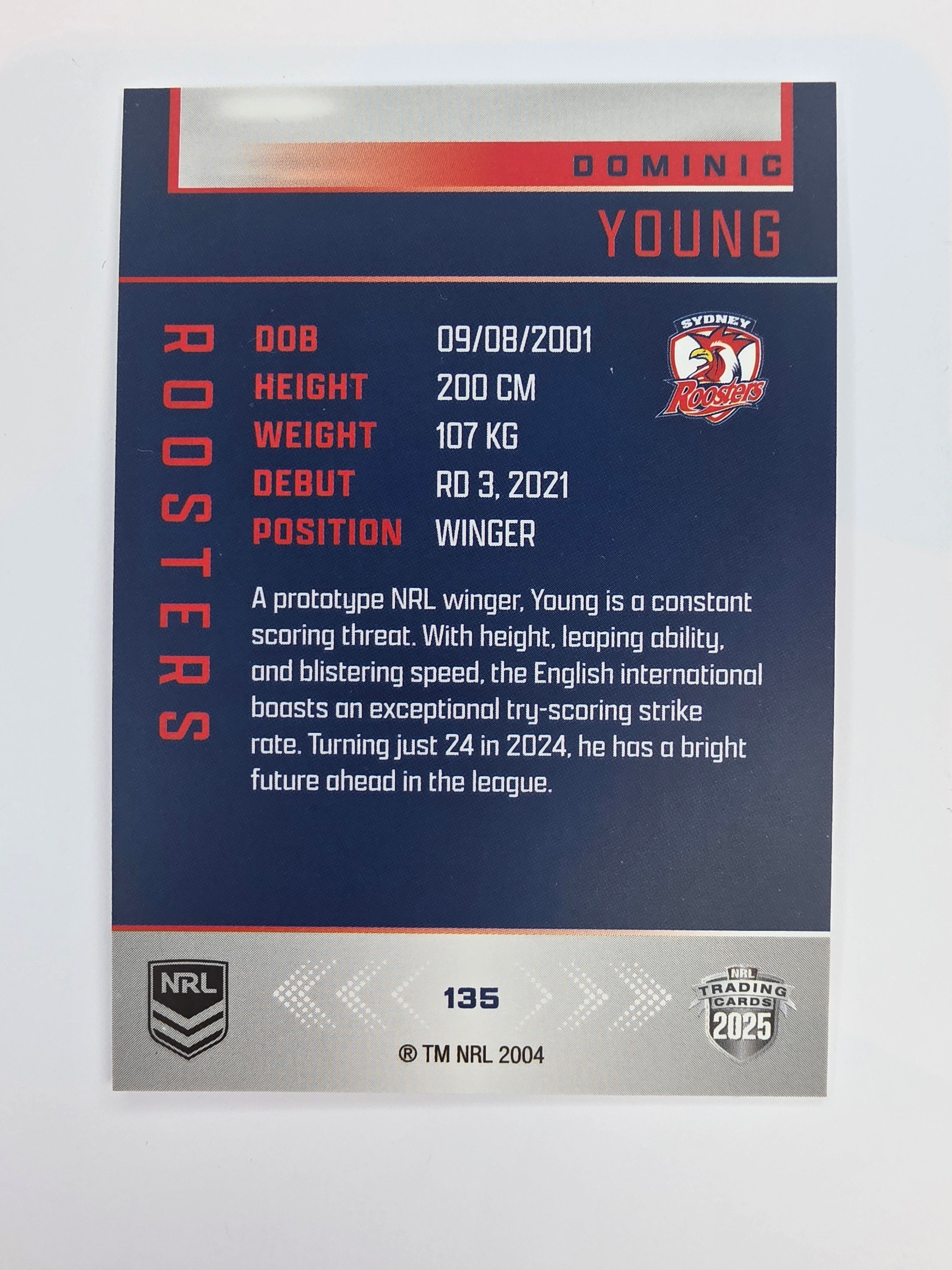 NRL 2025 Elite Base #135 Dominic Young Roosters