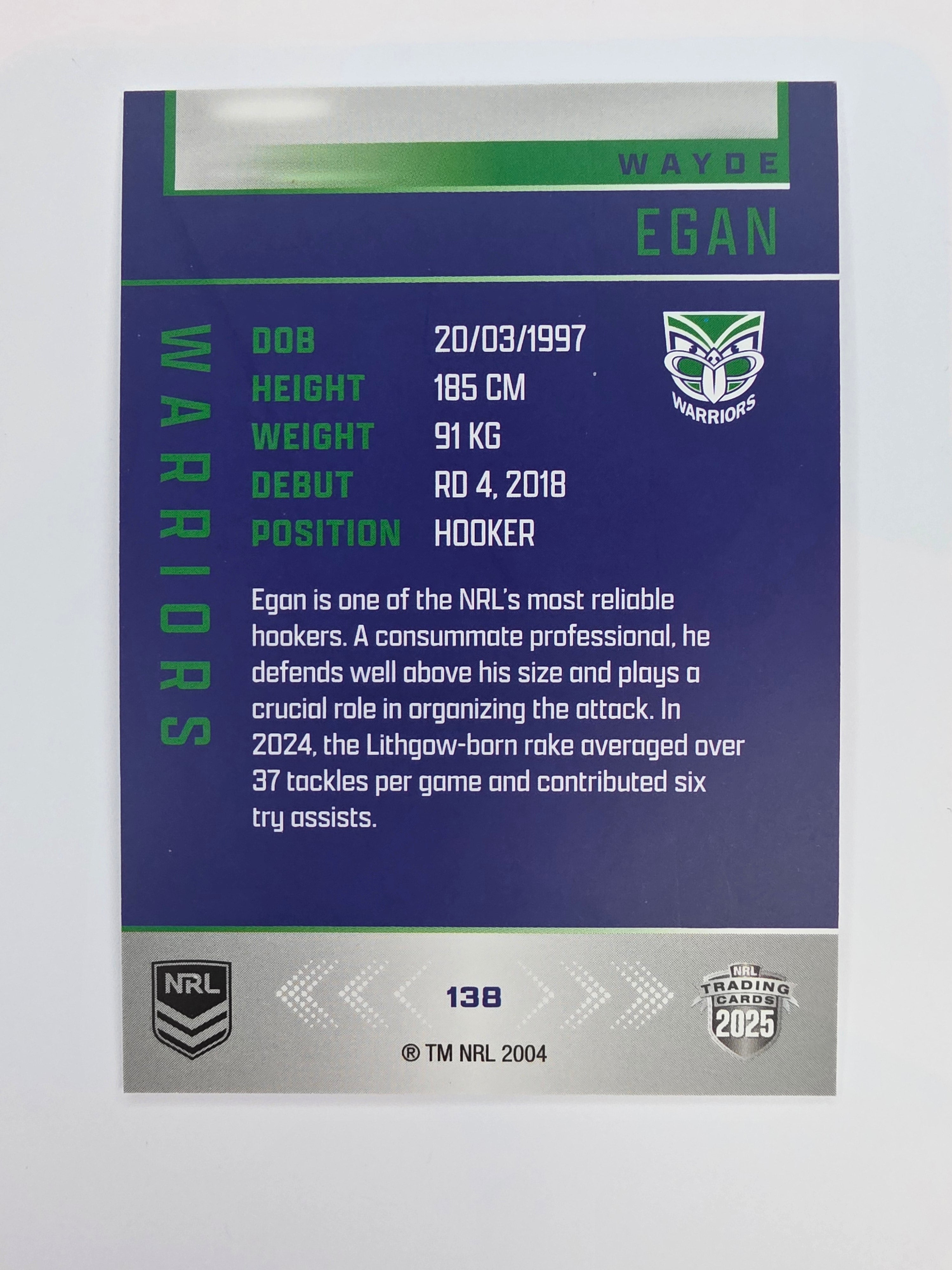 NRL 2025 Elite Base #138 Wayde Egan Warriors