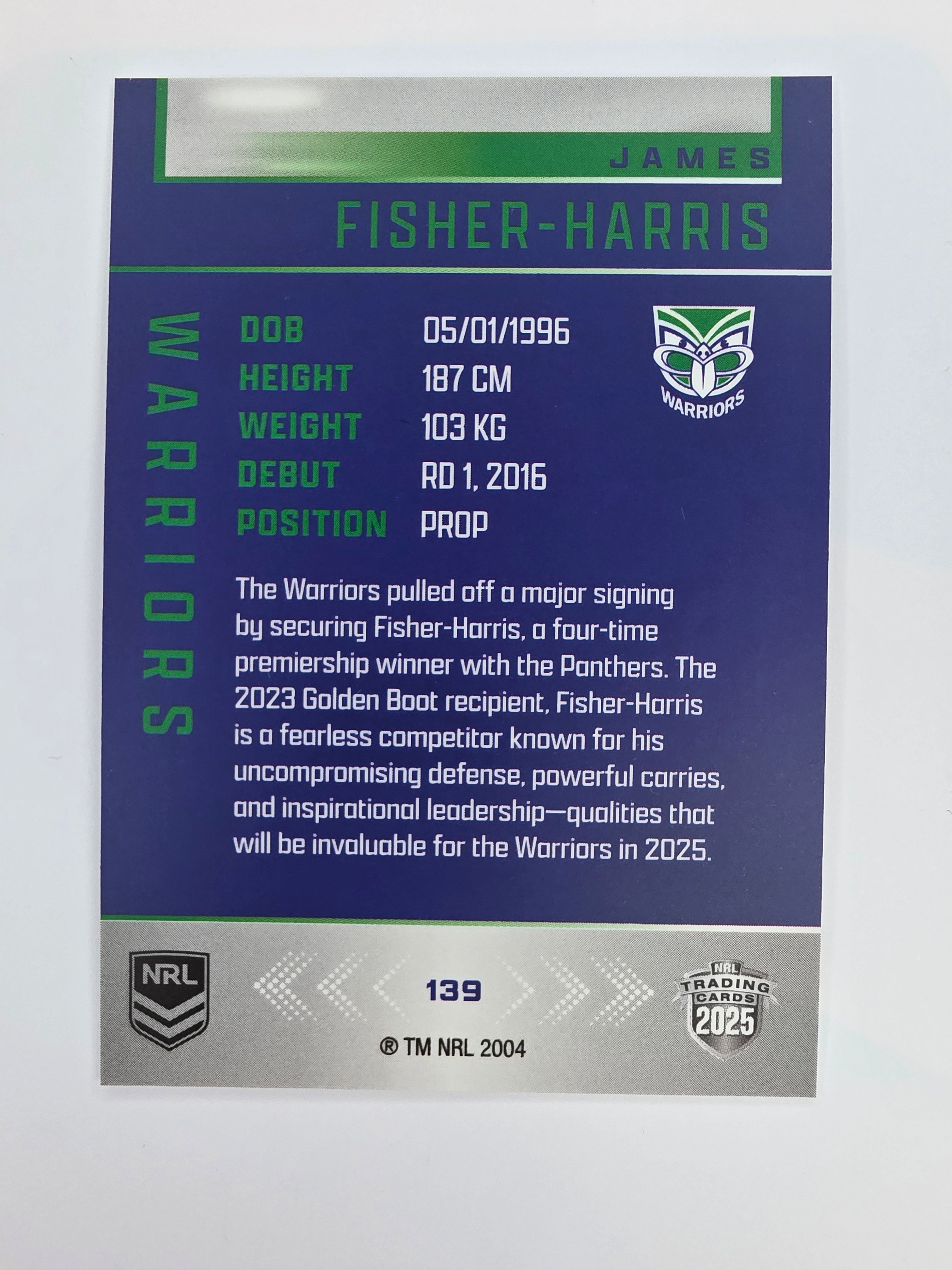 NRL 2025 Elite Base #139 James Fisher-Harris Warriors