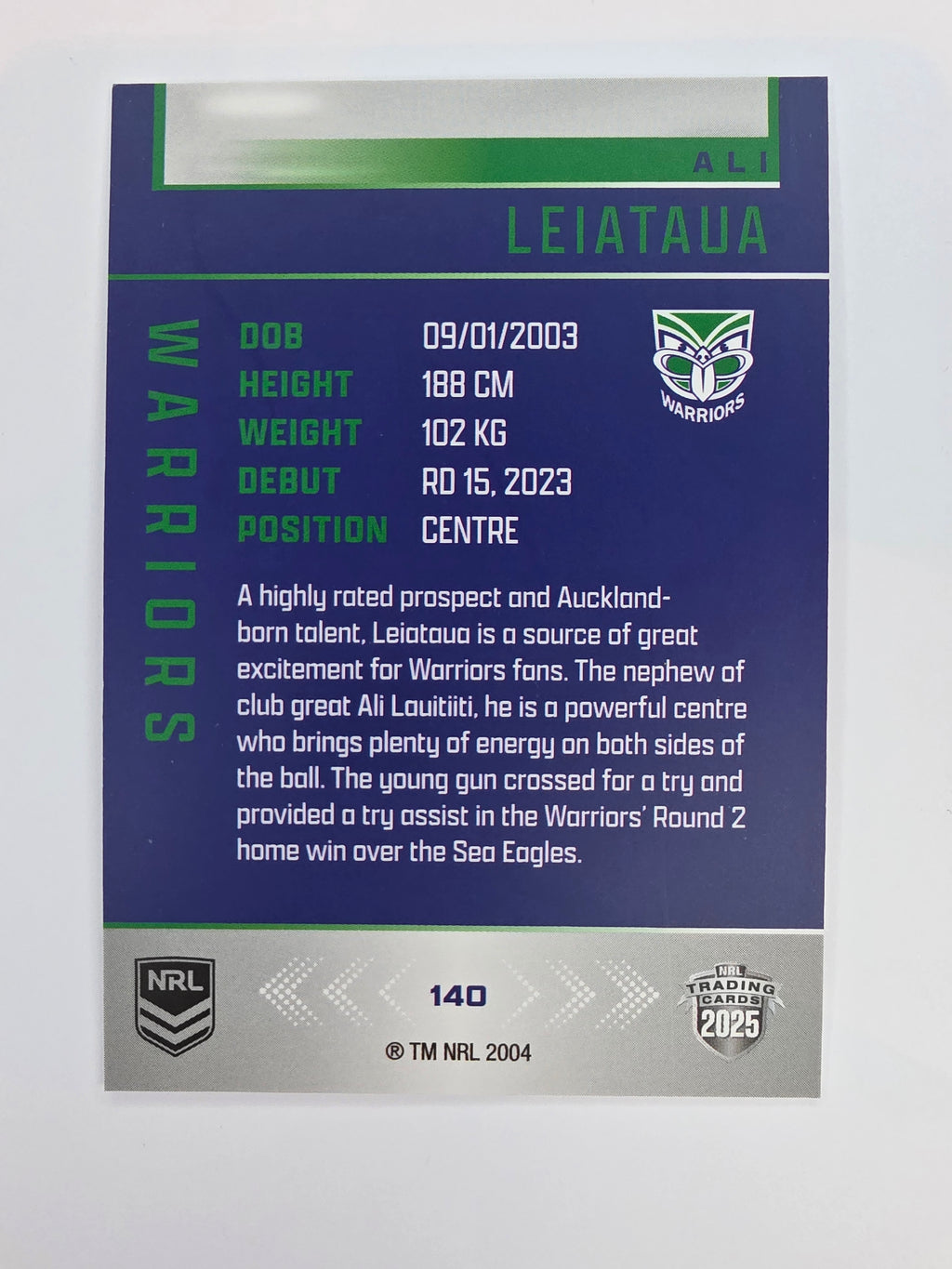 NRL 2025 Elite Base #140 Ali Leiataua Warriors