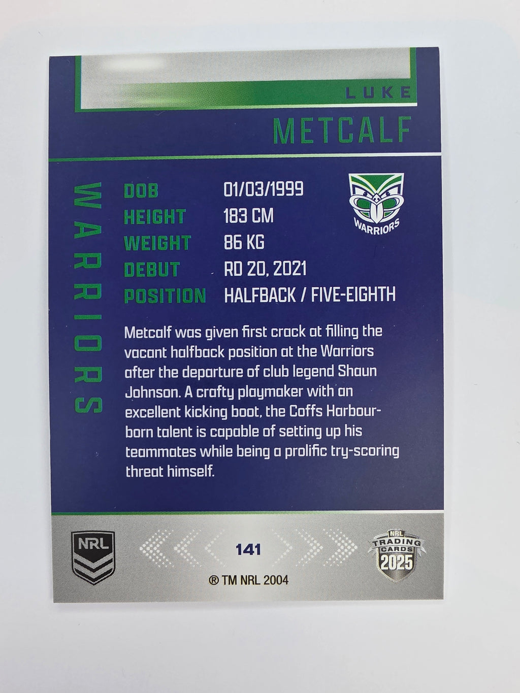 NRL 2025 Elite Base #141 Luke Metcalf Warriors