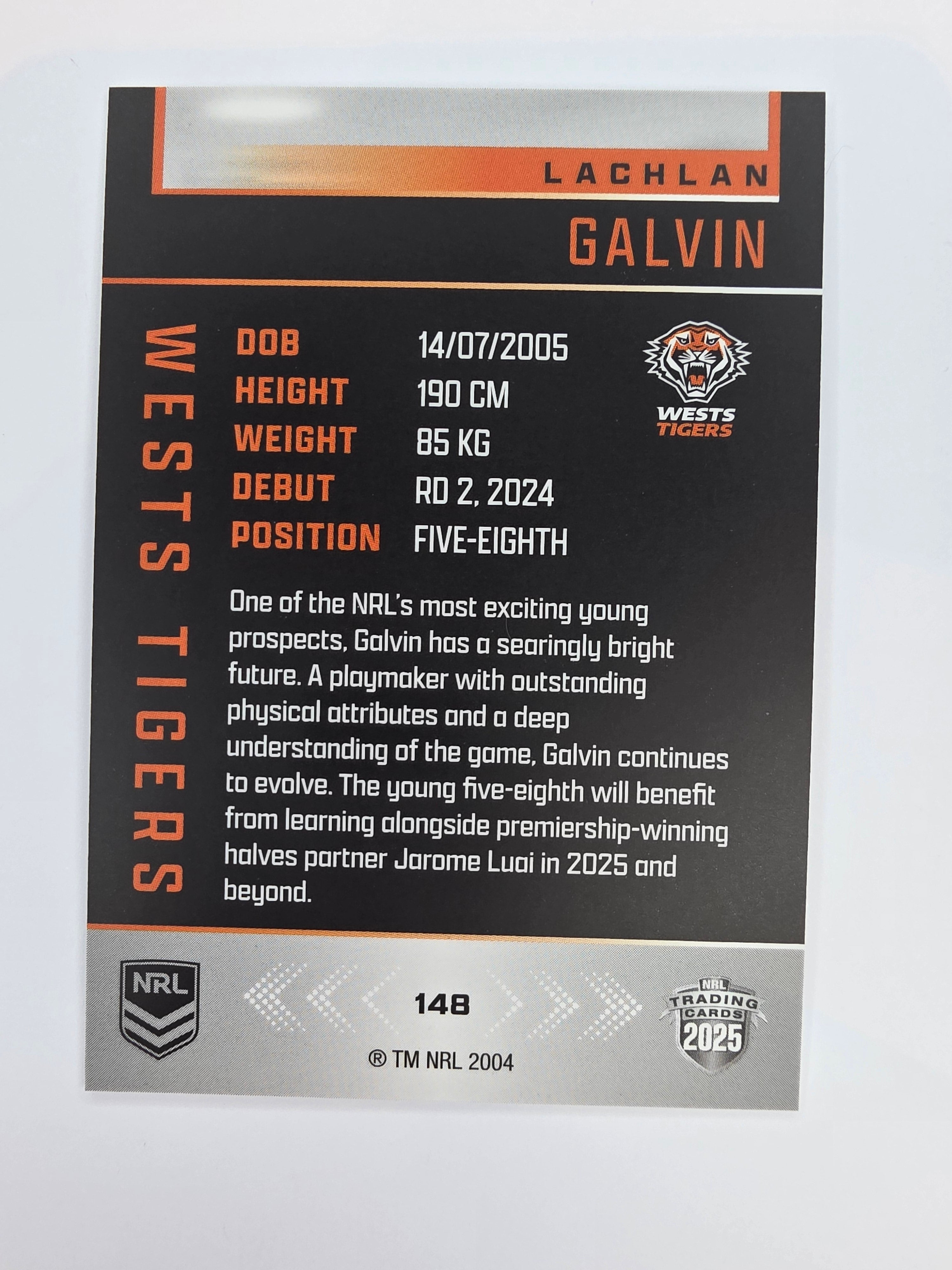 NRL 2025 Elite Base #148 Lachlan Galvin Wests Tigers