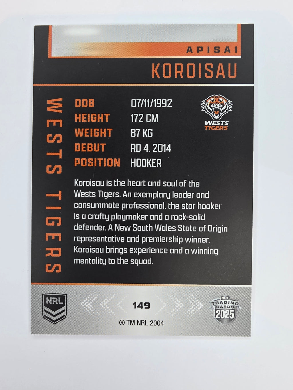 NRL 2025 Elite Base #149 Apisai Koroisau Wests Tigers