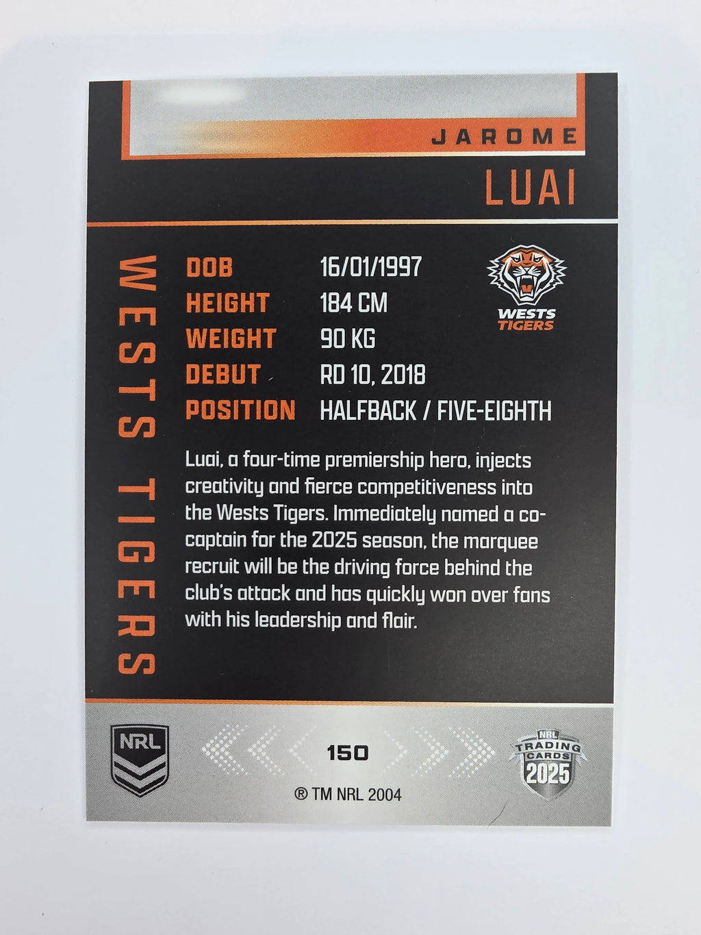 NRL 2025 Elite Base #150 Jarome Luai Wests Tigers