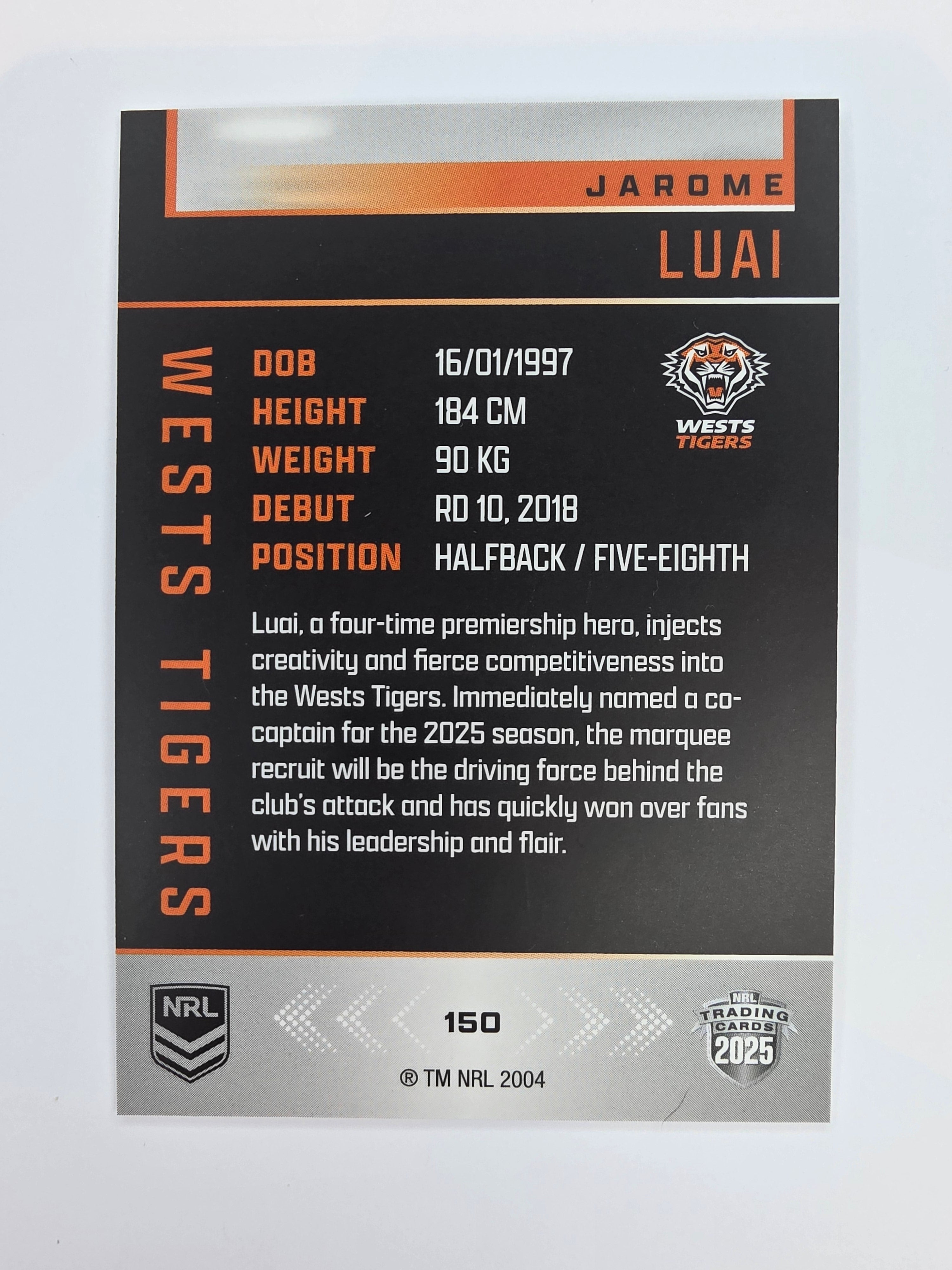NRL 2025 Elite Base #150 Jarome Luai Wests Tigers