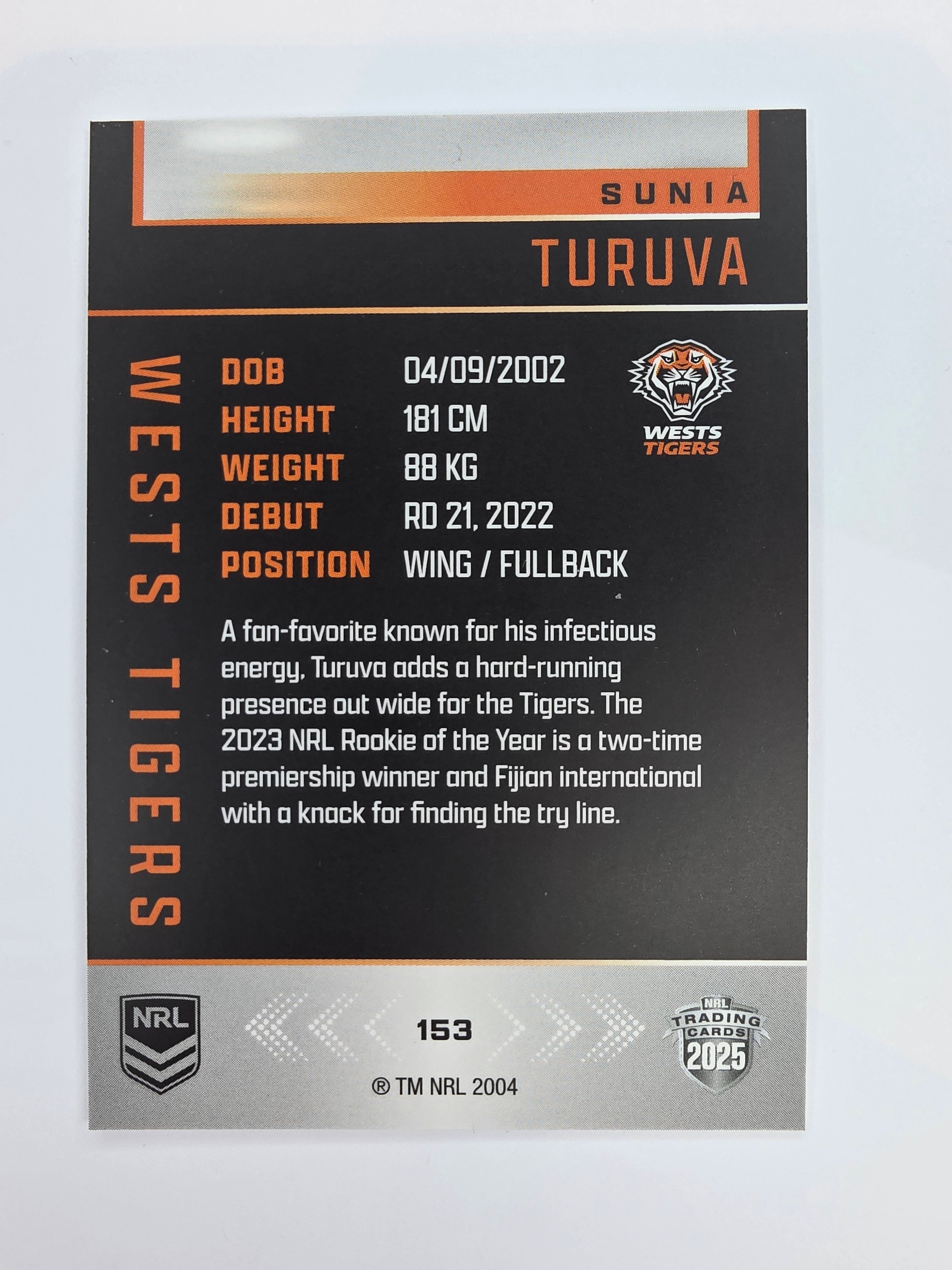 NRL 2025 Elite Base #153 Sunia Turuiva Wests Tigers