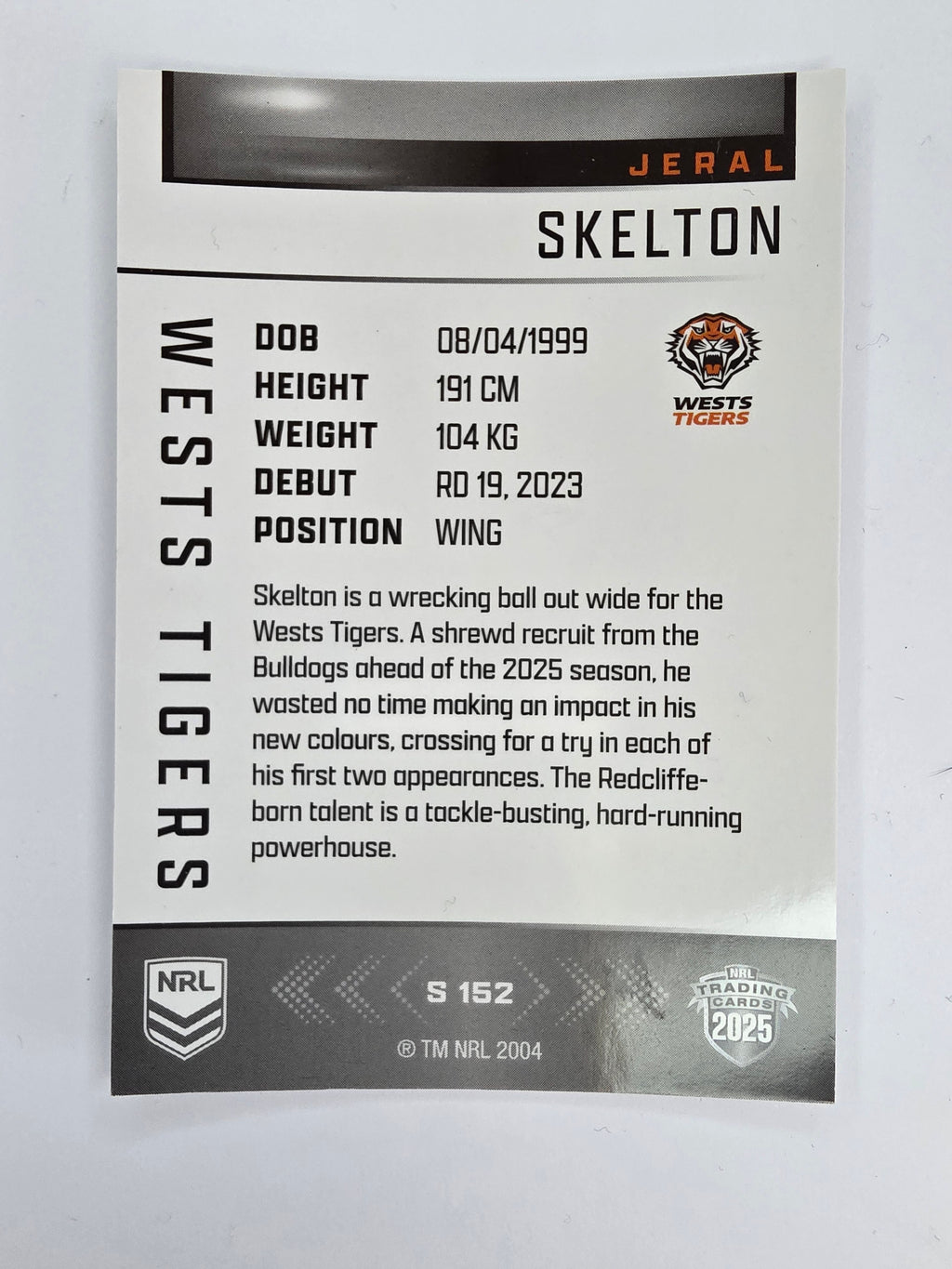 NRL 2025 Elite | Silver Parallel | #S152 | Jeral Skelton | Tigers