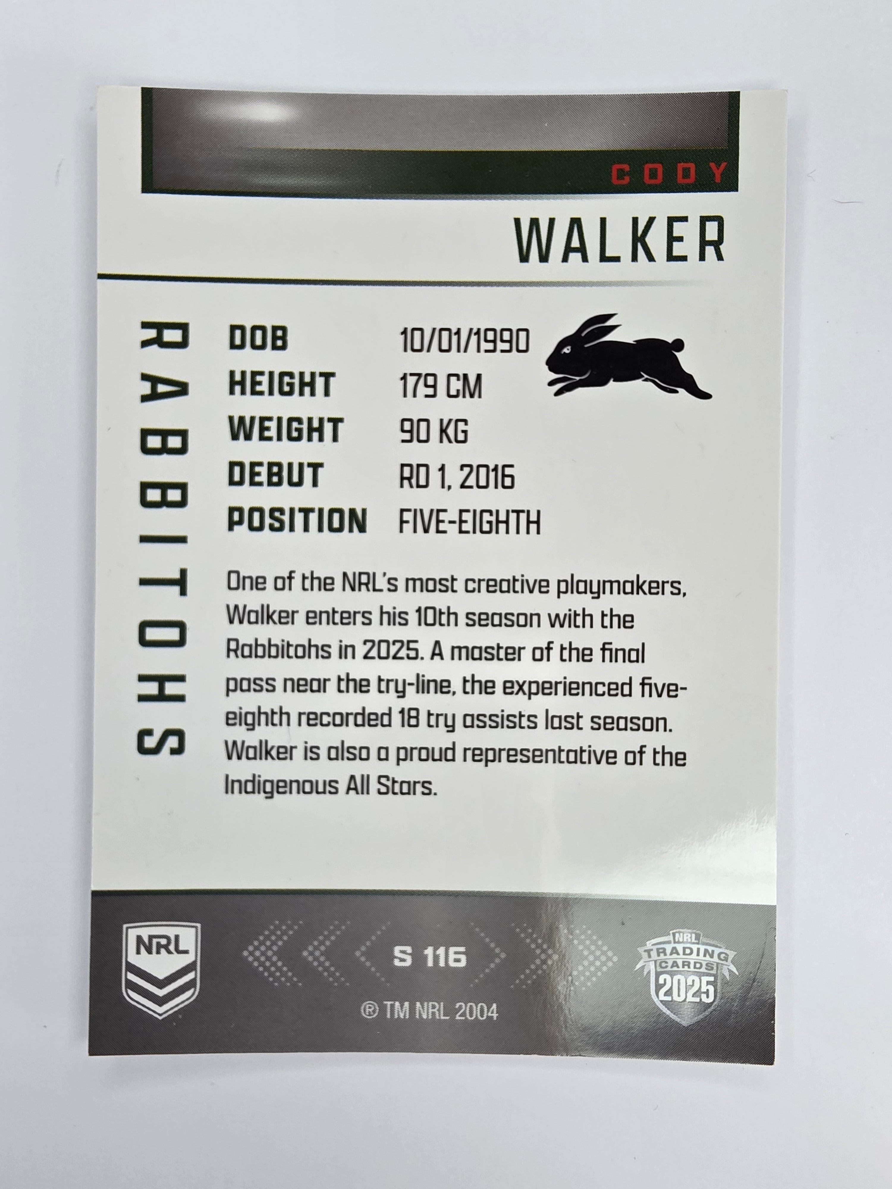 NRL 2025 Elite | Silver Parallel | #S116 | Cody Walker | Rabbitohs