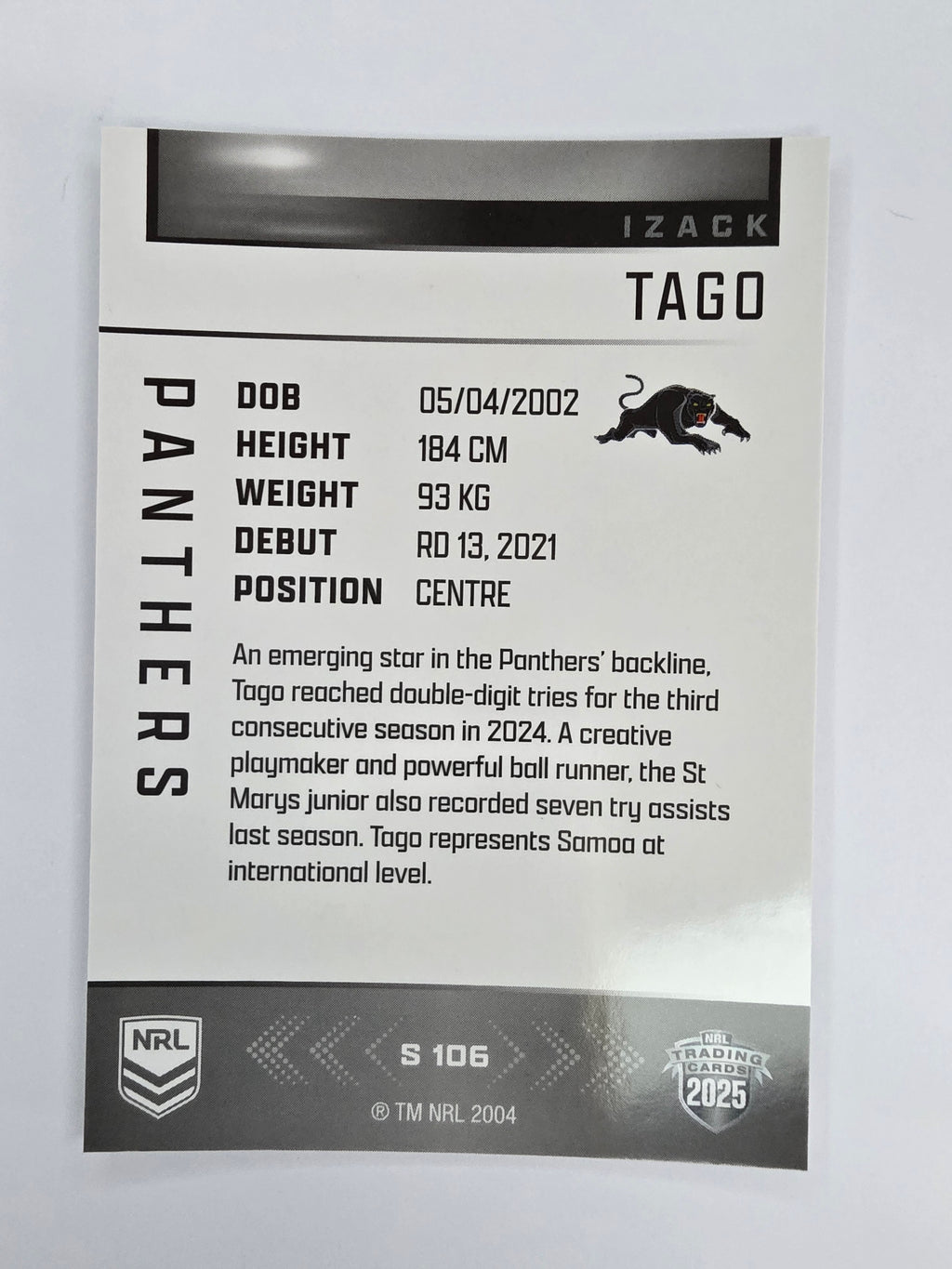 NRL 2025 Elite | Silver Parallel | #S106 | Izack Tago | Panthers