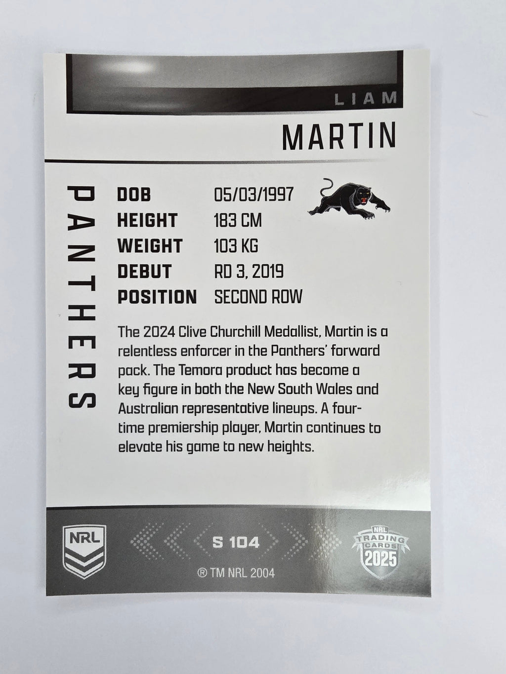 NRL 2025 Elite | Silver Parallel | #S104 | Liam Martin | Panthers