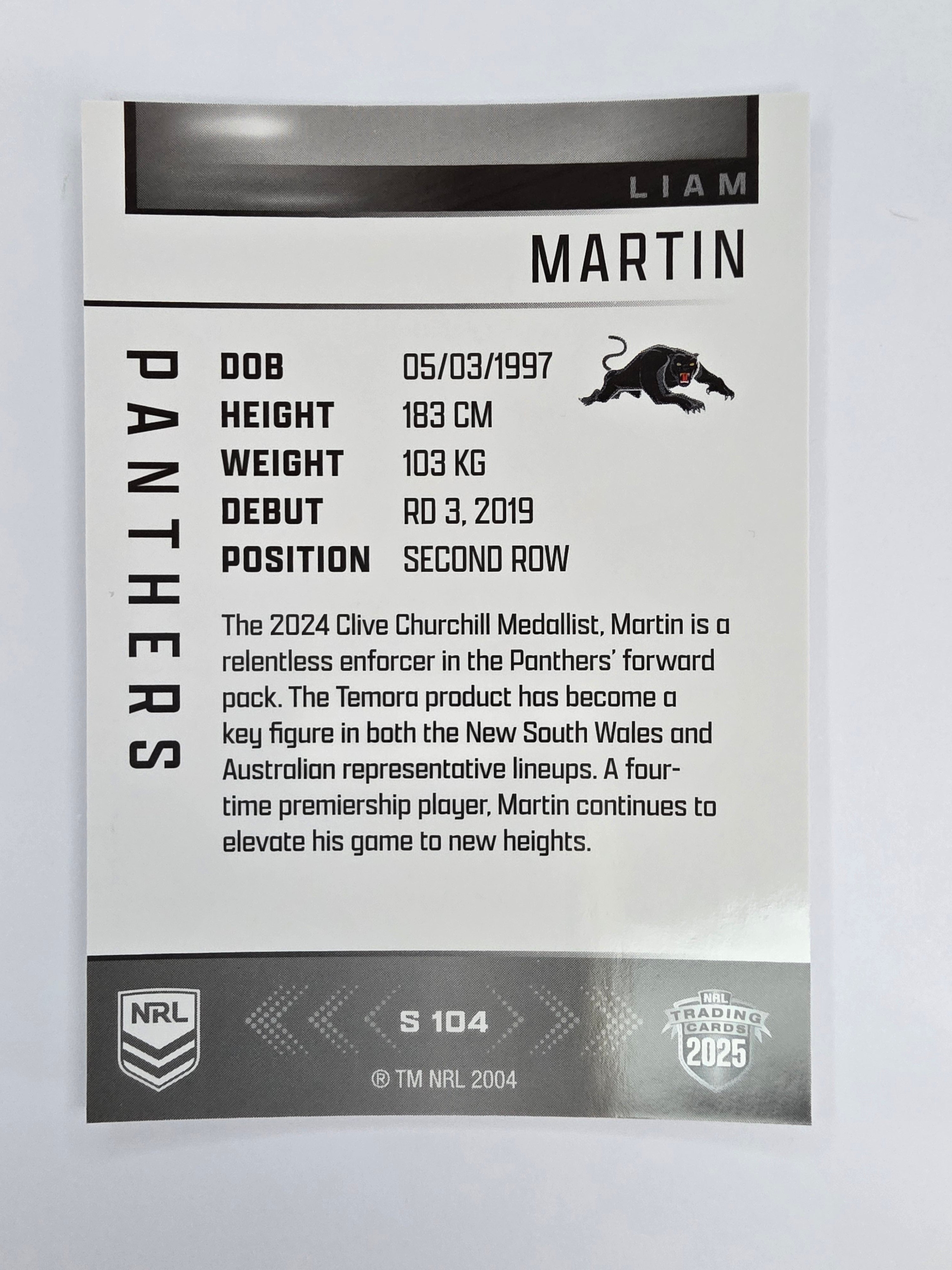 NRL 2025 Elite | Silver Parallel | #S104 | Liam Martin | Panthers