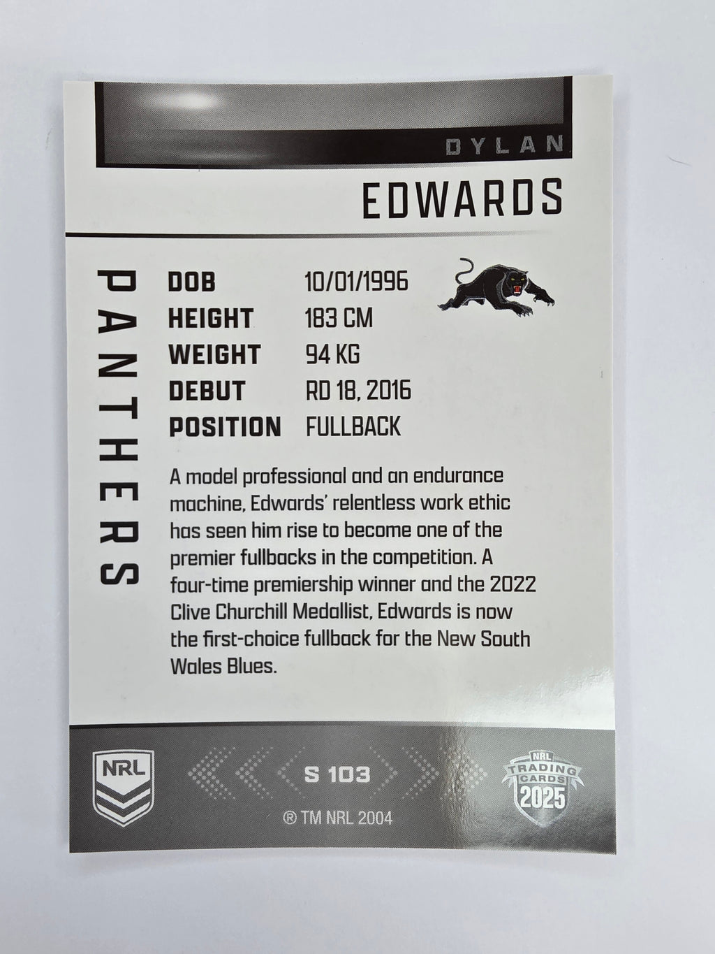 NRL 2025 Elite | Silver Parallel | #S103 | Dylan Edwards | Panthers