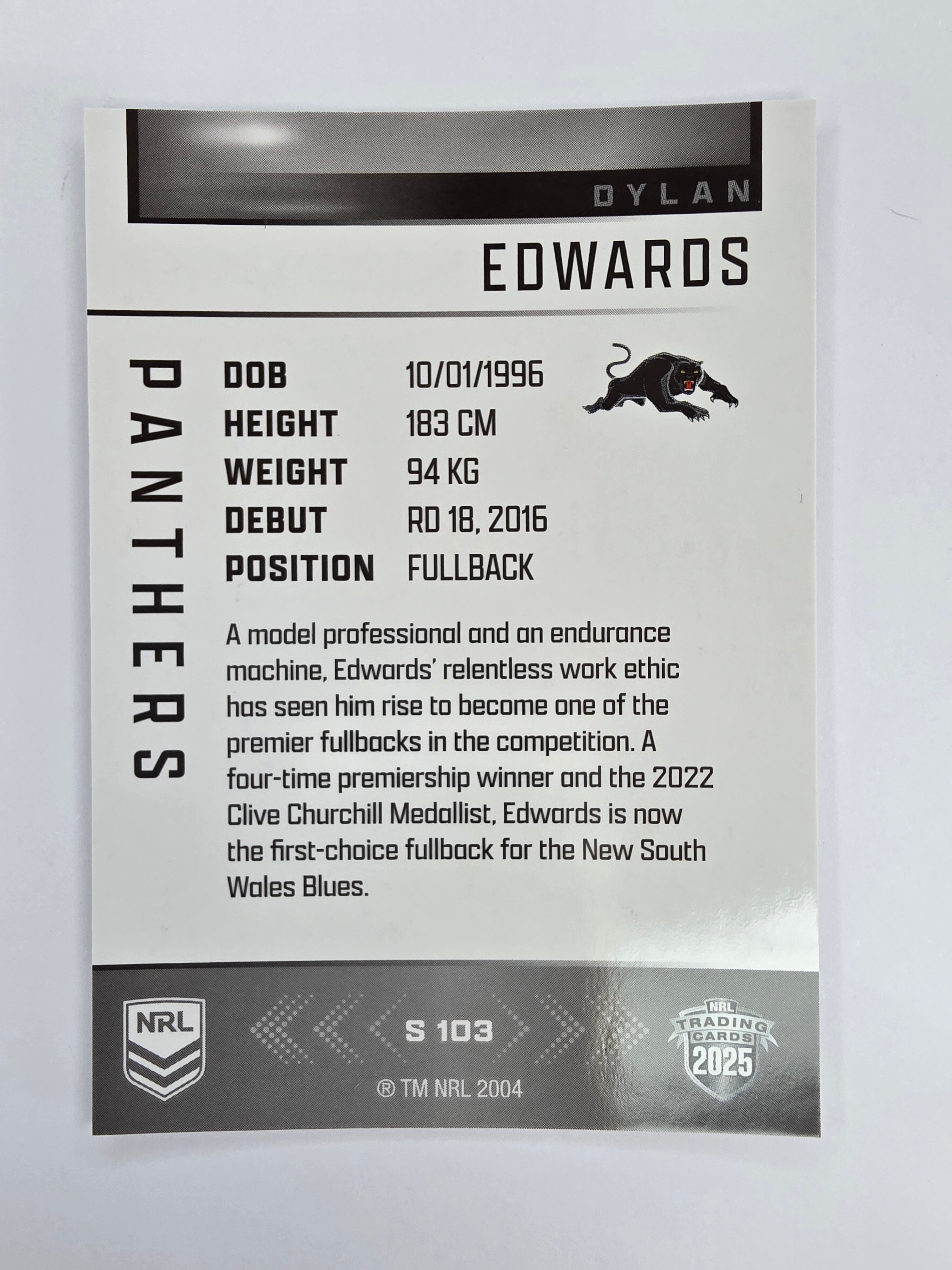 NRL 2025 Elite | Silver Parallel | #S103 | Dylan Edwards | Panthers