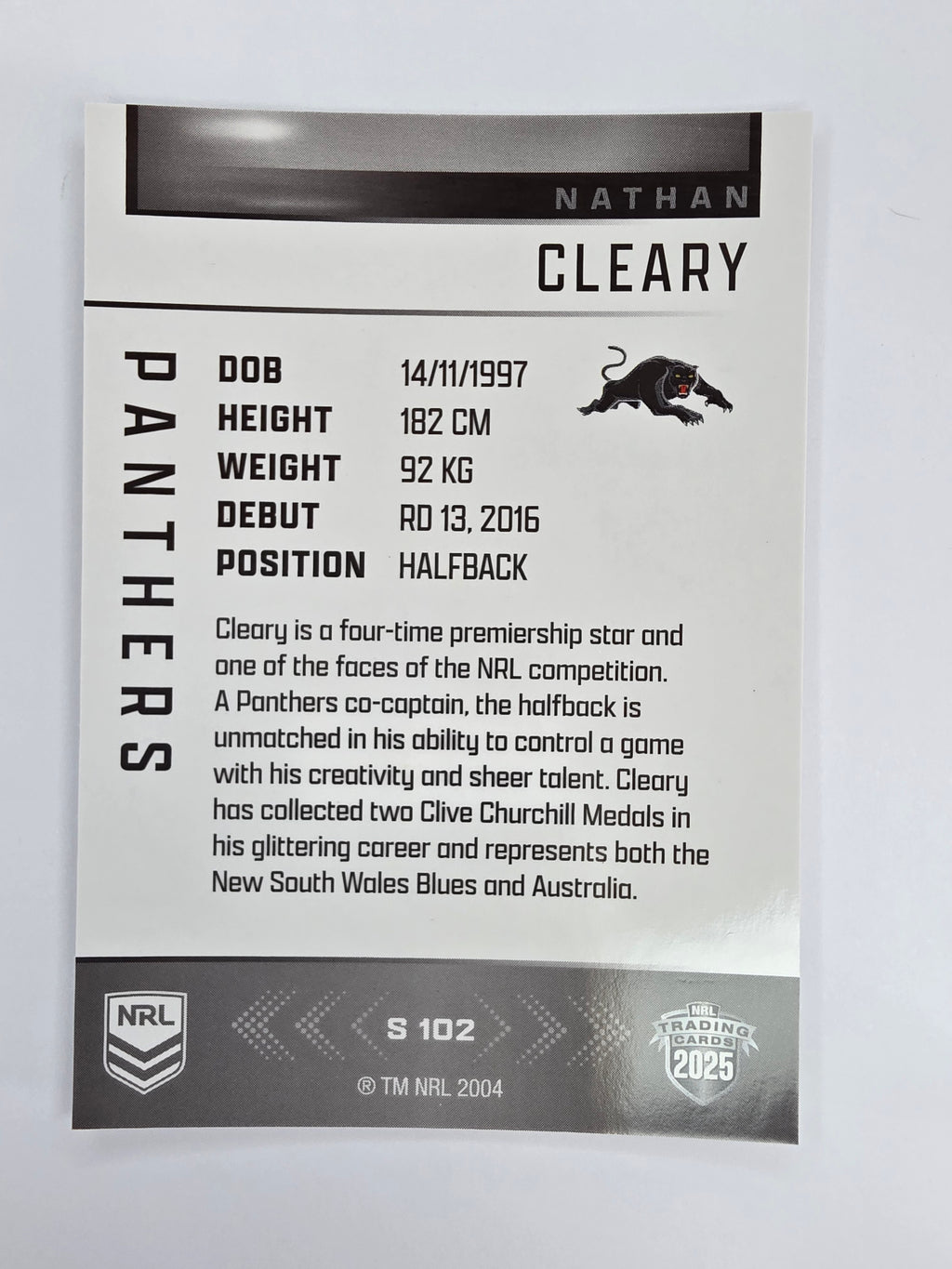 NRL 2025 Elite | Silver Parallel | #S102 | Nathan Cleary | Panthers