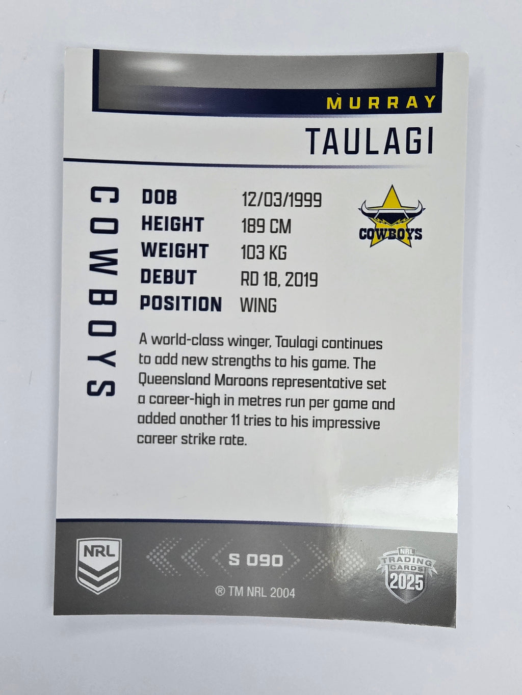 NRL 2025 Elite | Silver Parallel | #S090 | Murray Taulagi | Cowboys