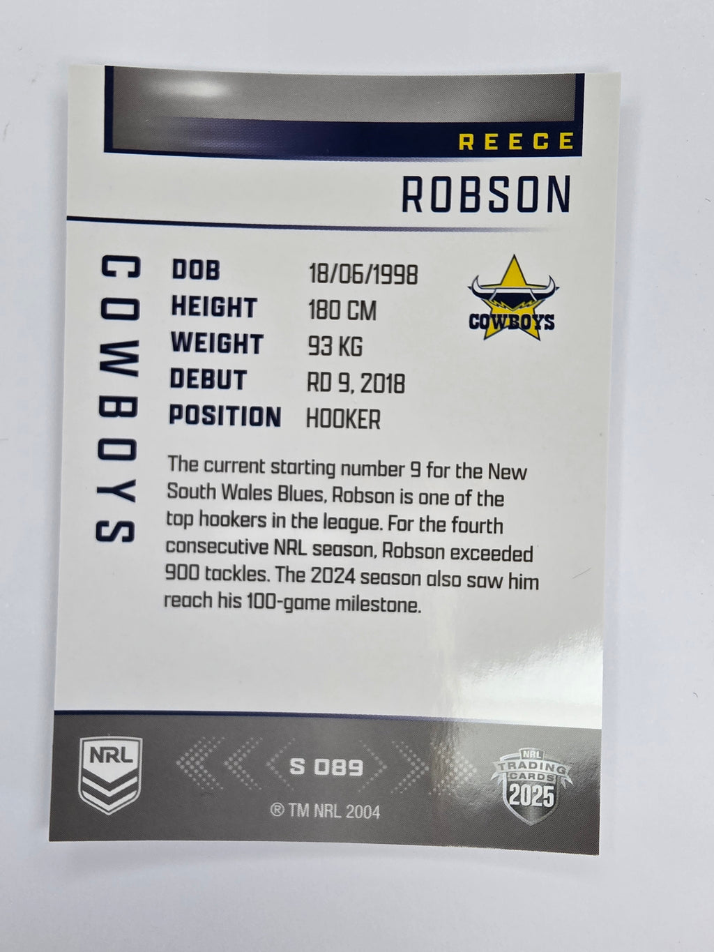 NRL 2025 Elite | Silver Parallel | #S089 | Reece Robson | Cowboys