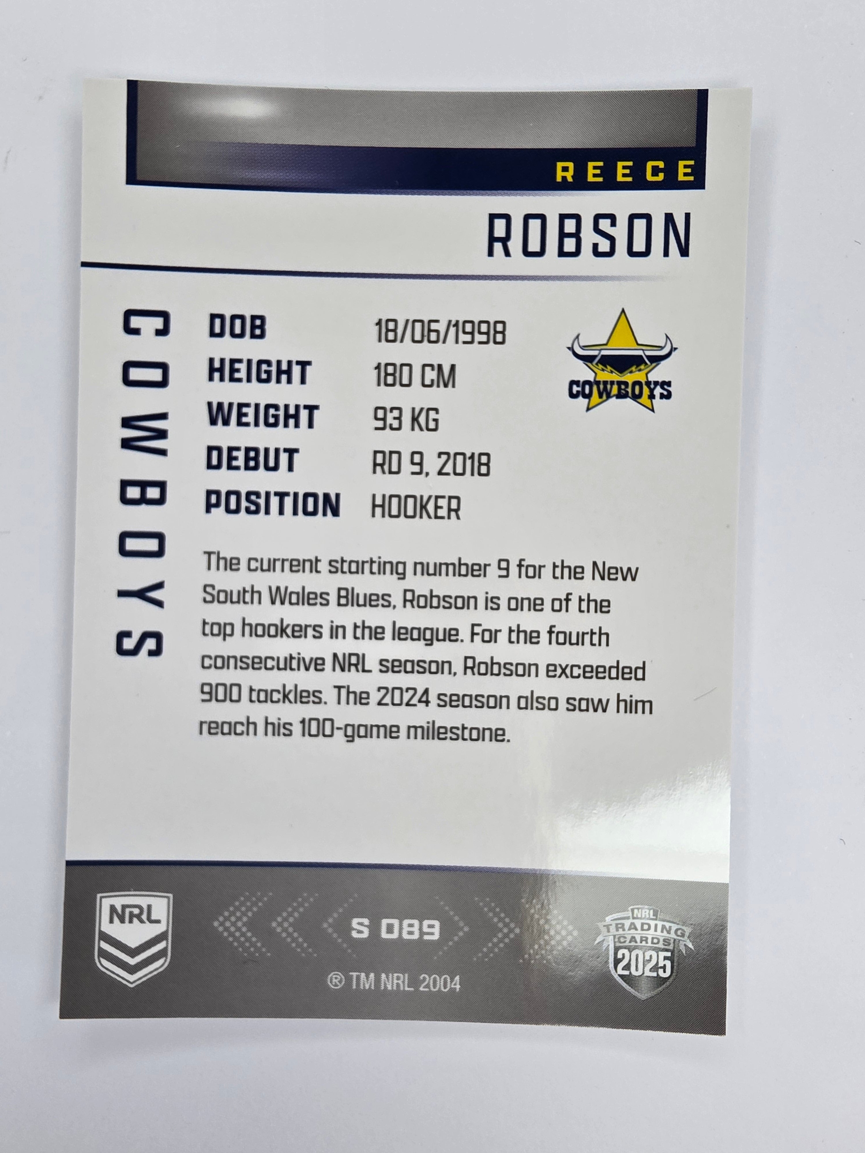 NRL 2025 Elite | Silver Parallel | #S089 | Reece Robson | Cowboys