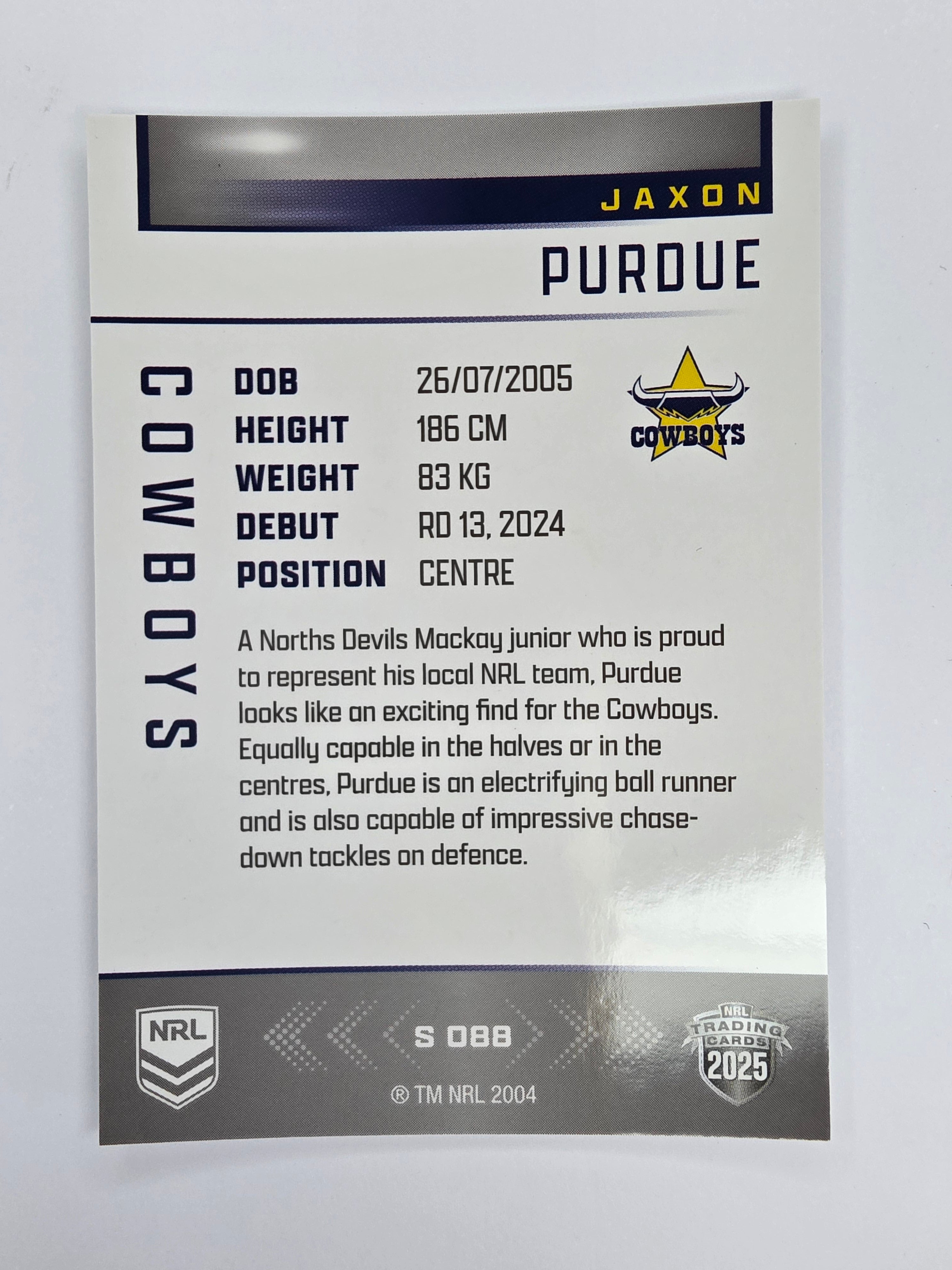 NRL 2025 Elite | Silver Parallel | #S088 | Jaxon Purdue | Cowboys