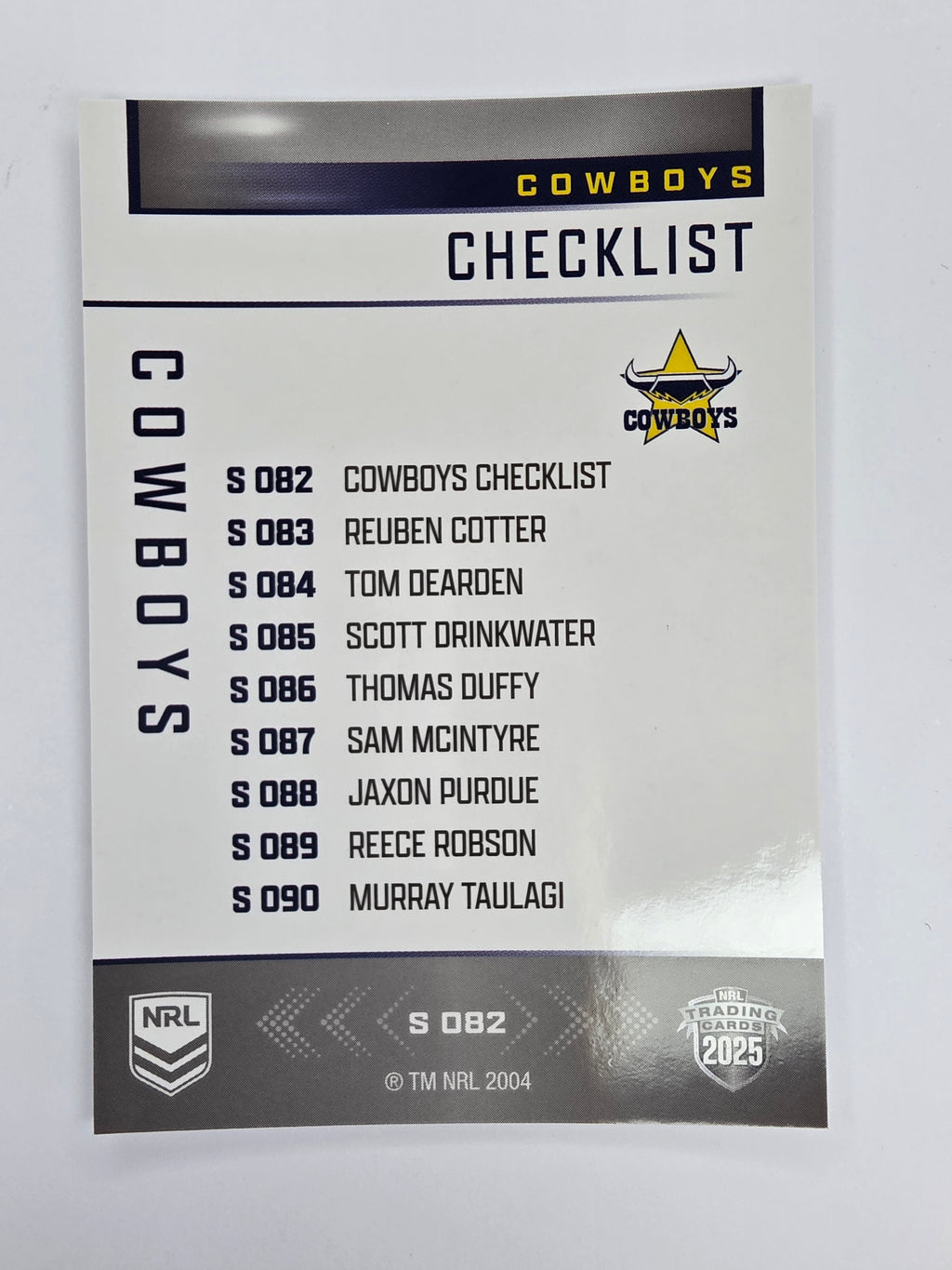 NRL 2025 Elite | Silver Parallel | #S082 | Checklist | Cowboys