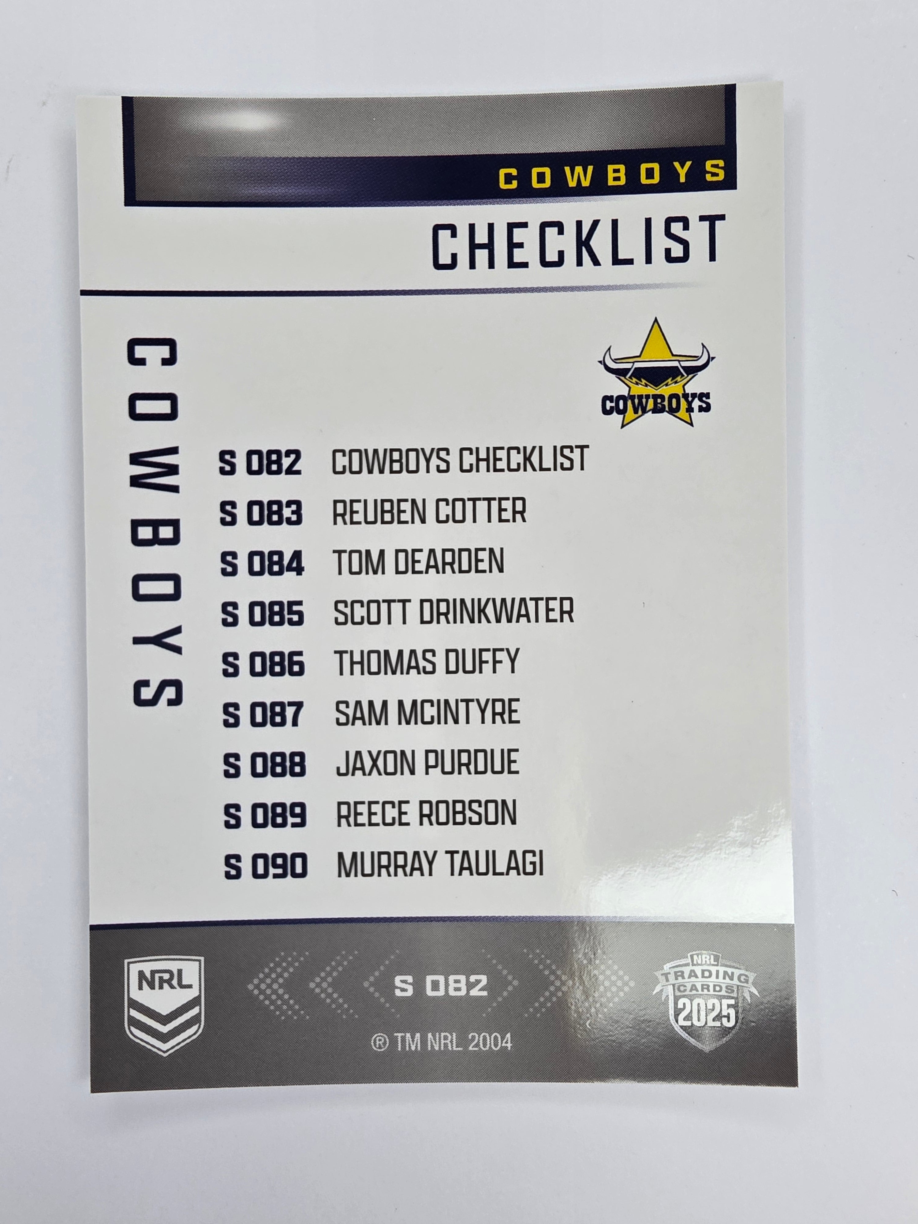 NRL 2025 Elite | Silver Parallel | #S082 | Checklist | Cowboys